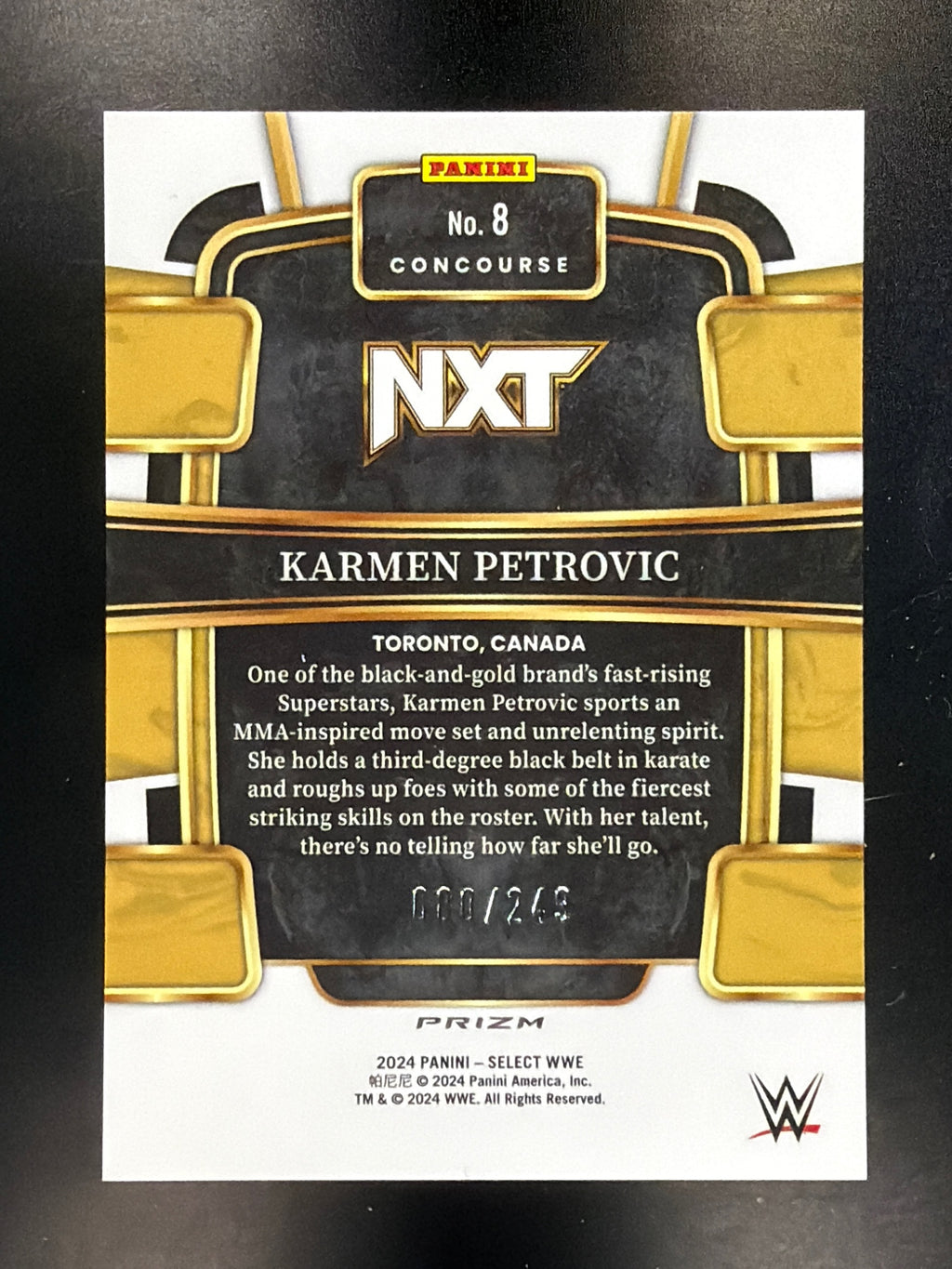 2024 Panini Select WWE #8 Karmen Petrovic Light Blue Prizms #/249