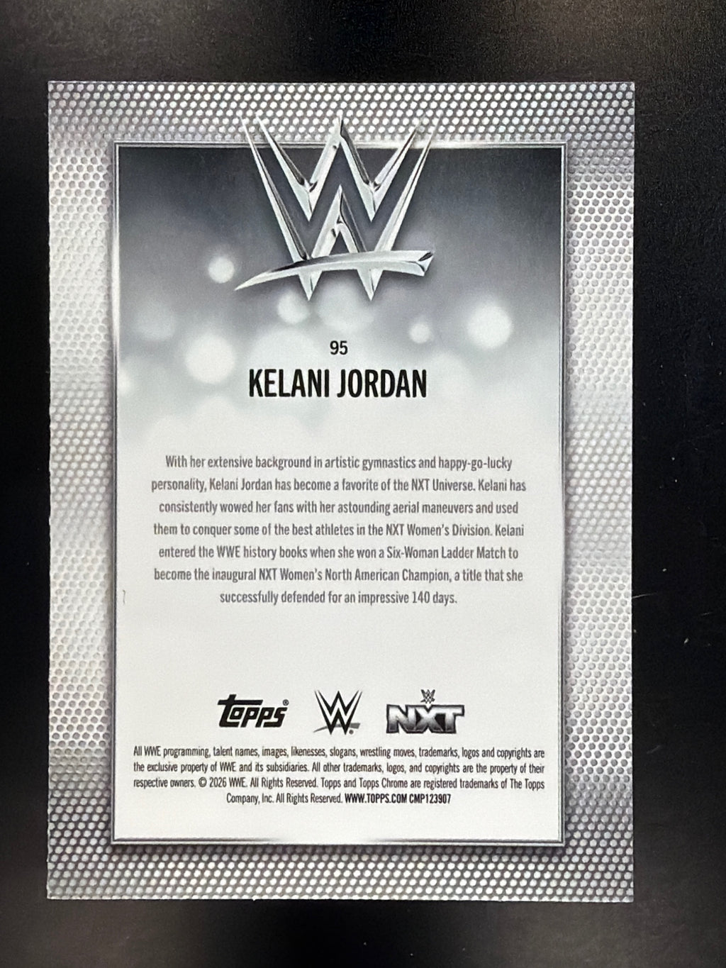 2026 Topps Chrome WWE #95 Kelani Jordan Purple RayWave Refractor #/75