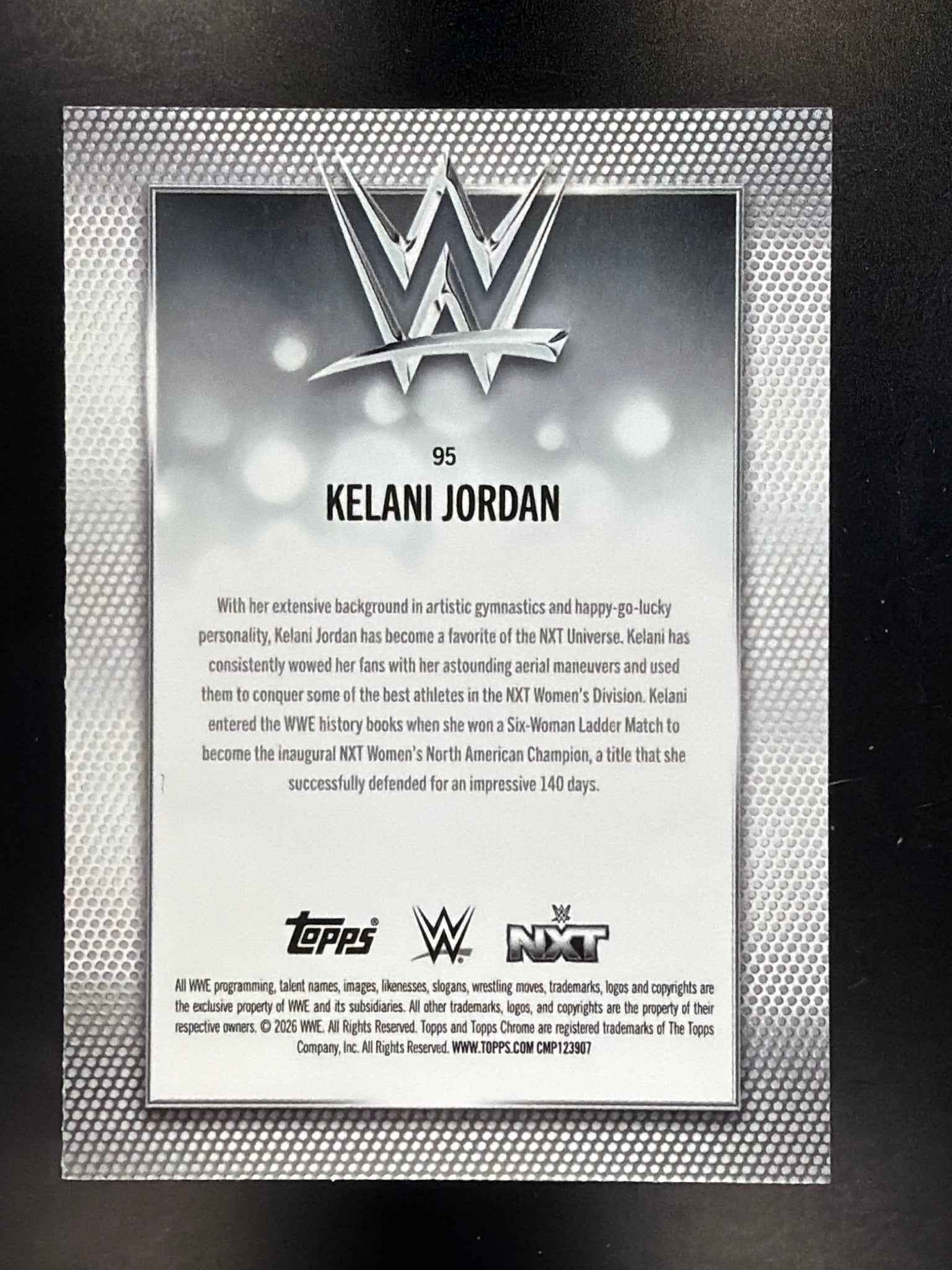 2026 Topps Chrome WWE #95 Kelani Jordan Purple RayWave Refractor #/75