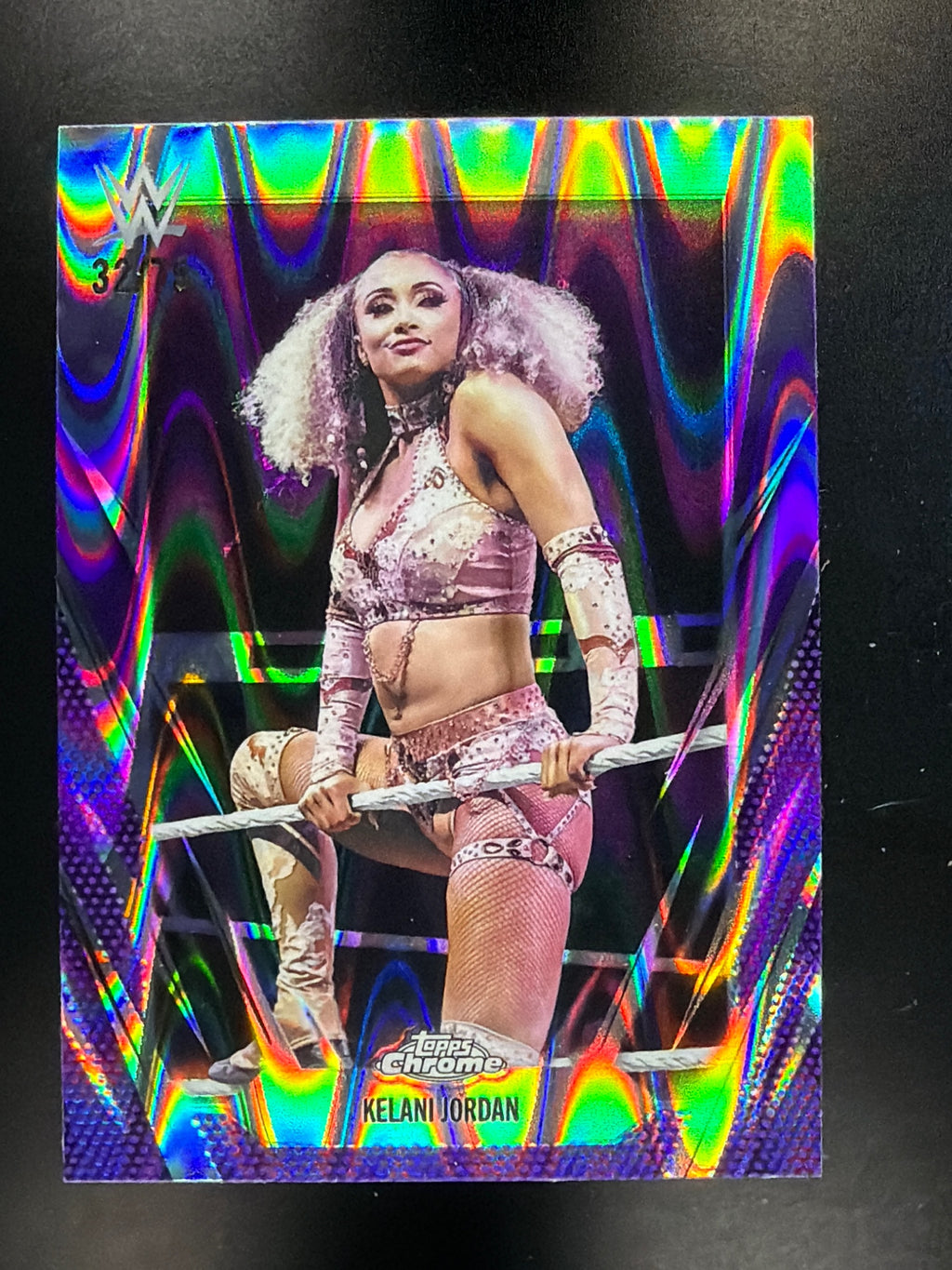 2026 Topps Chrome WWE #95 Kelani Jordan Purple RayWave Refractor #/75