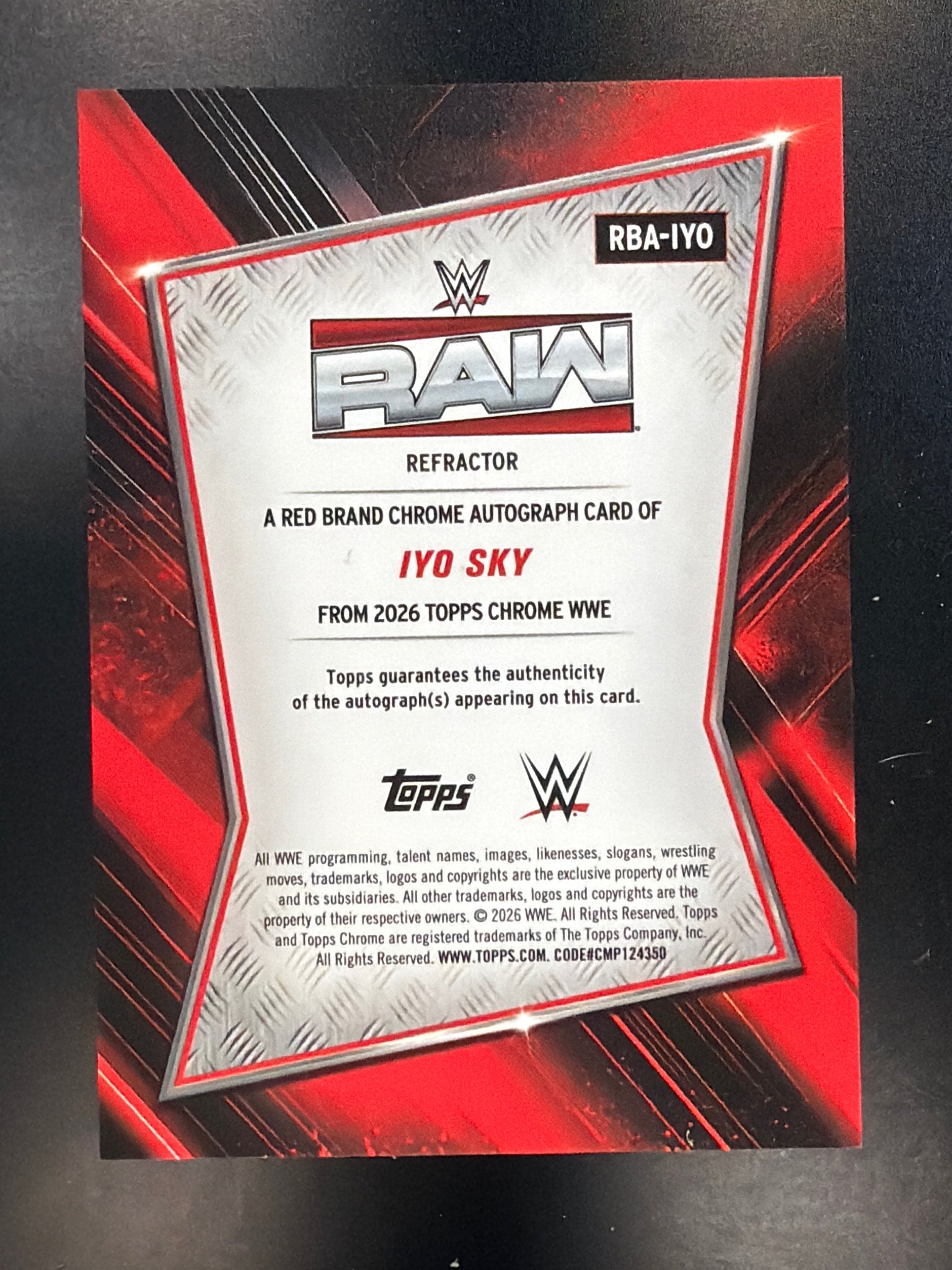 2026 Topps Chrome WWE #RBA-IYO Iyo Sky Red Brand Autographs Refractor