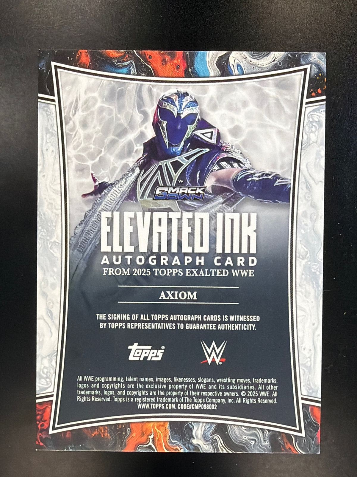 2025 Topps Exalted WWE #ELI-AXM Axiom Elevated Ink Aqua #/99