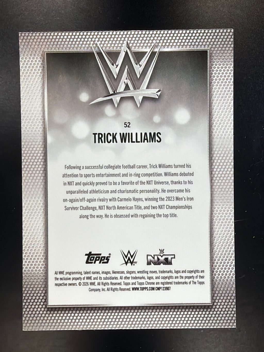 2026 Topps Chrome WWE #52 Trick Williams Blue RayWave Refractor #/150