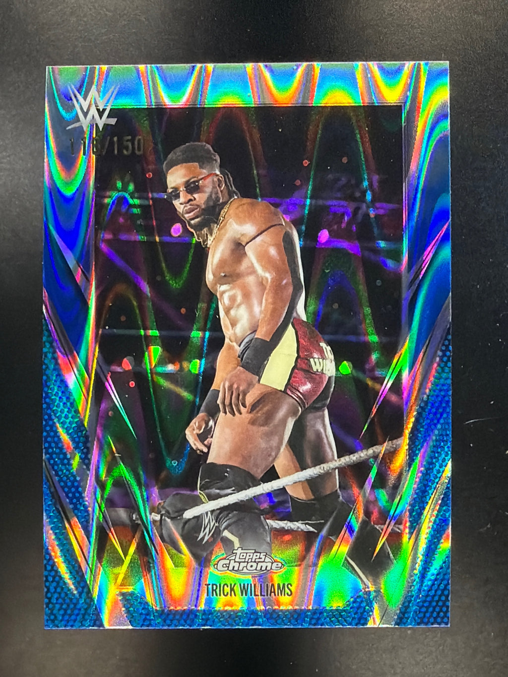 2026 Topps Chrome WWE #52 Trick Williams Blue RayWave Refractor #/150