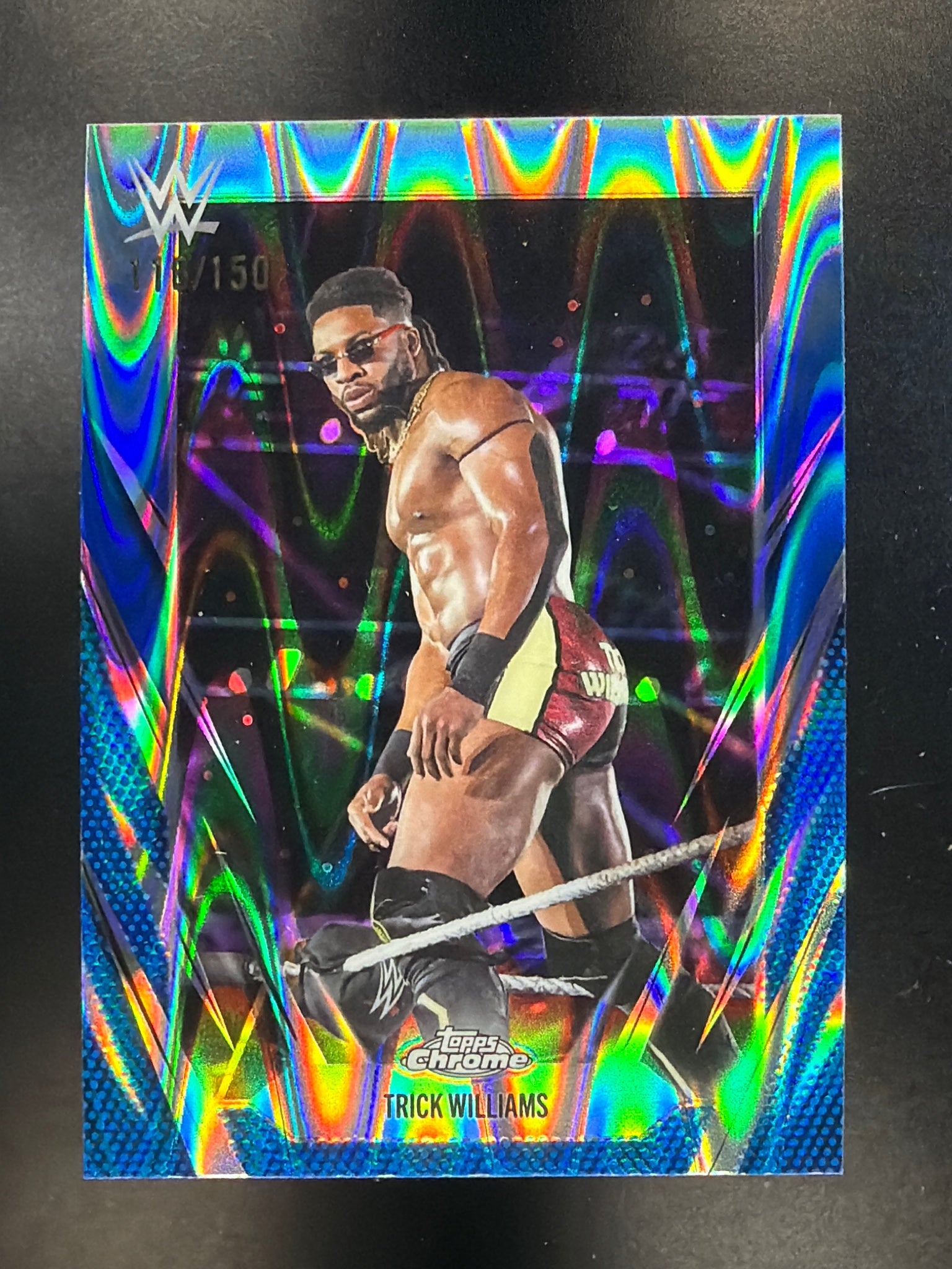 2026 Topps Chrome WWE #52 Trick Williams Blue RayWave Refractor #/150