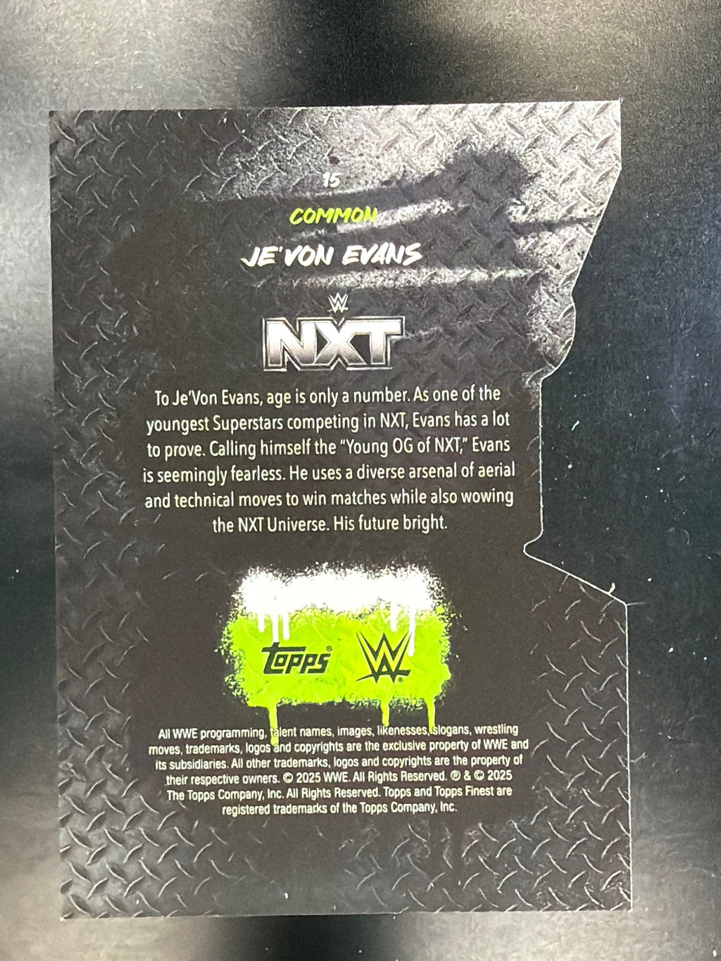 2025 Topps Finest WWE #15 Je'Von Evans Die Cut #/99