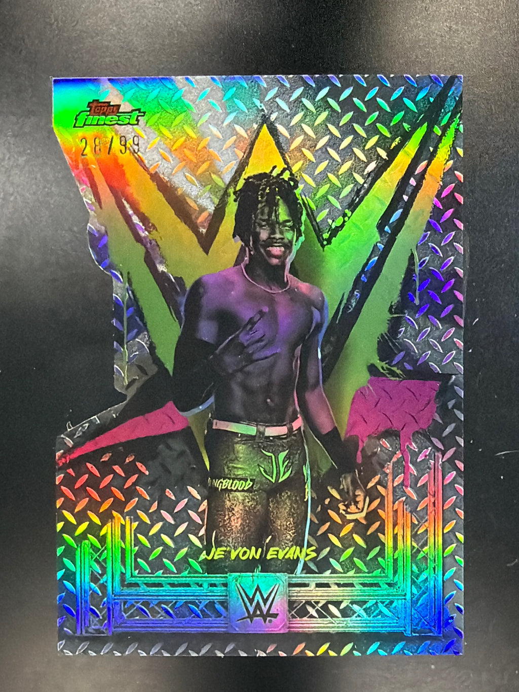 2025 Topps Finest WWE #15 Je'Von Evans Die Cut #/99