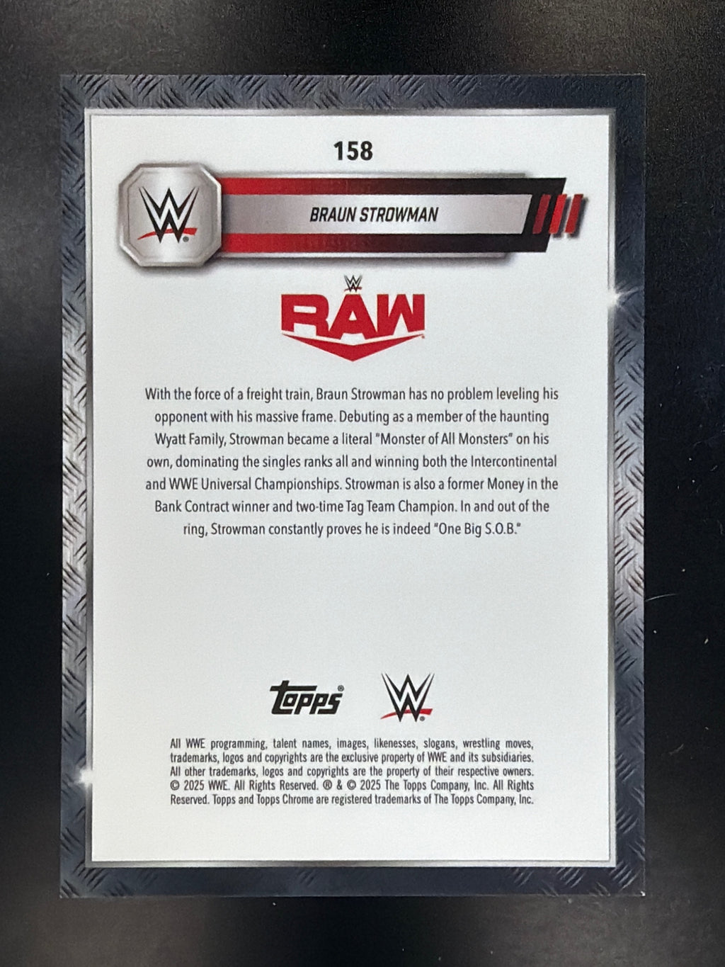 2025 Topps Chrome WWE #158 Braun Strowman Steel Cage Refractor #/37
