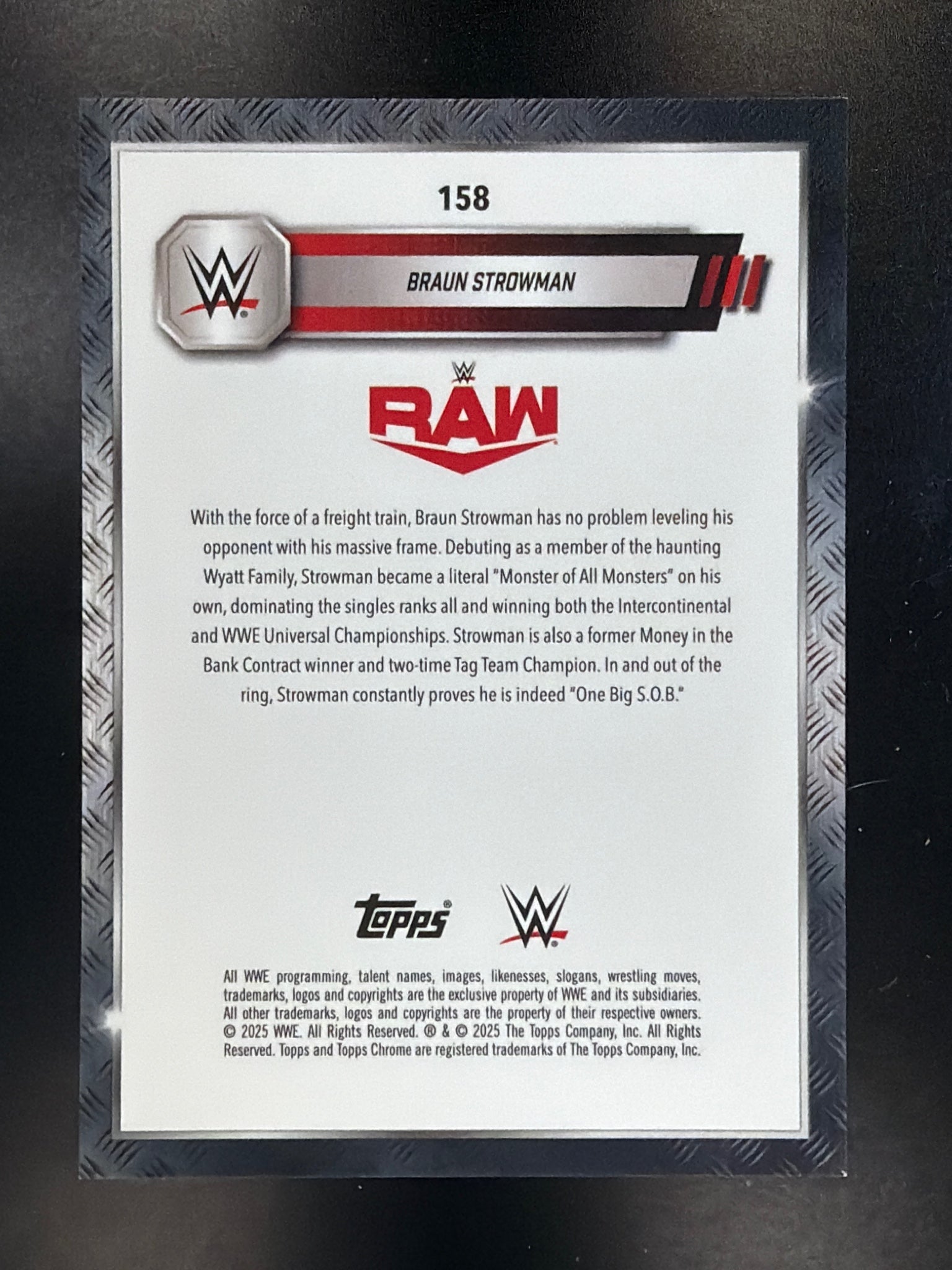 2025 Topps Chrome WWE #158 Braun Strowman Steel Cage Refractor #/37