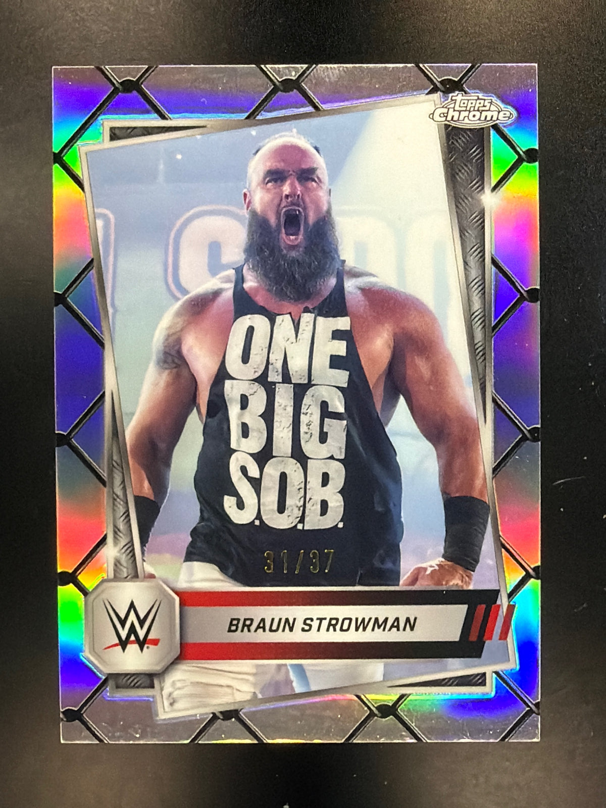 2025 Topps Chrome WWE #158 Braun Strowman Steel Cage Refractor #/37