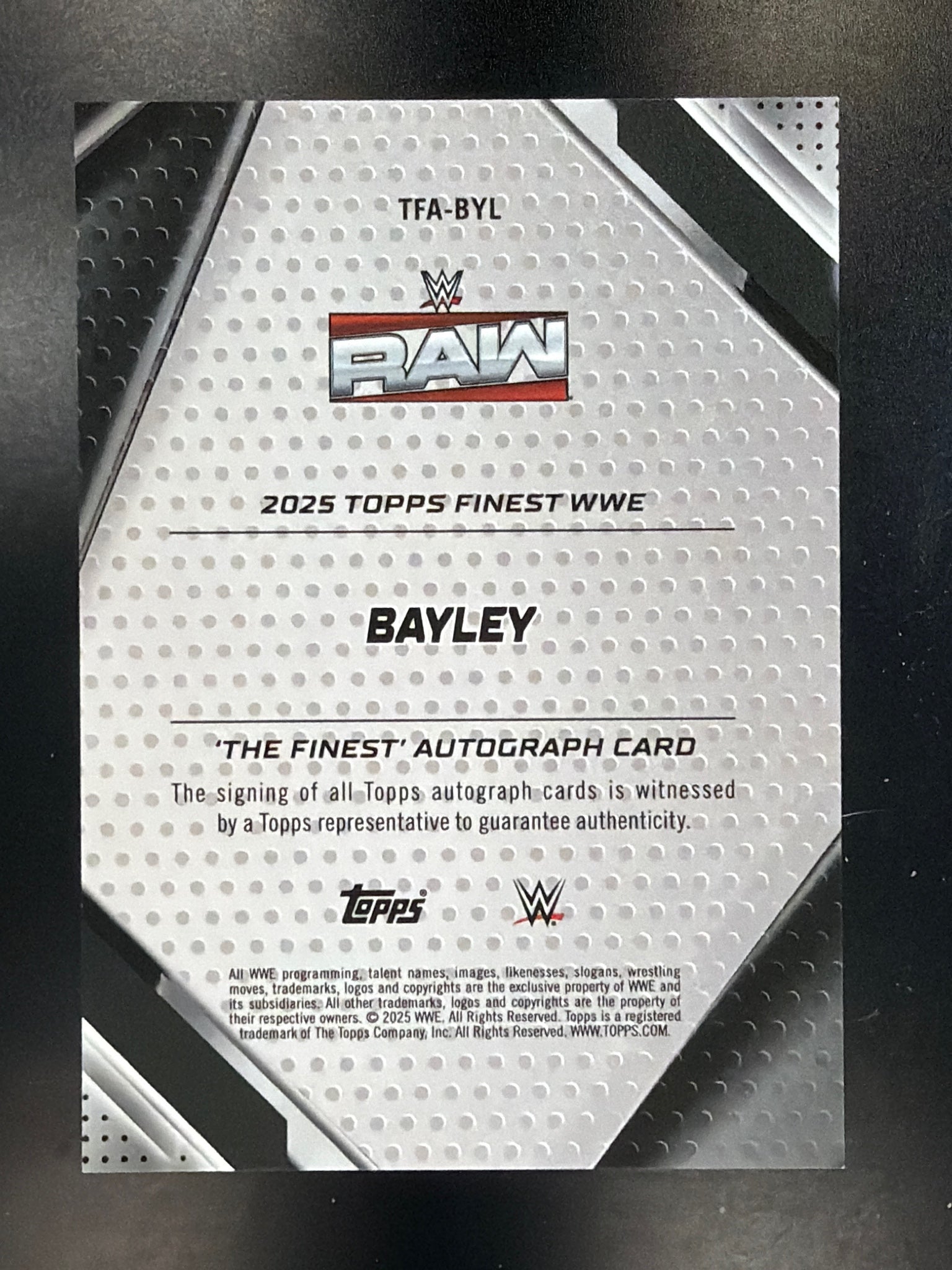 2025 Topps Finest WWE #TFA-BYL Bayley The Finest Blue Checkerboard #/75