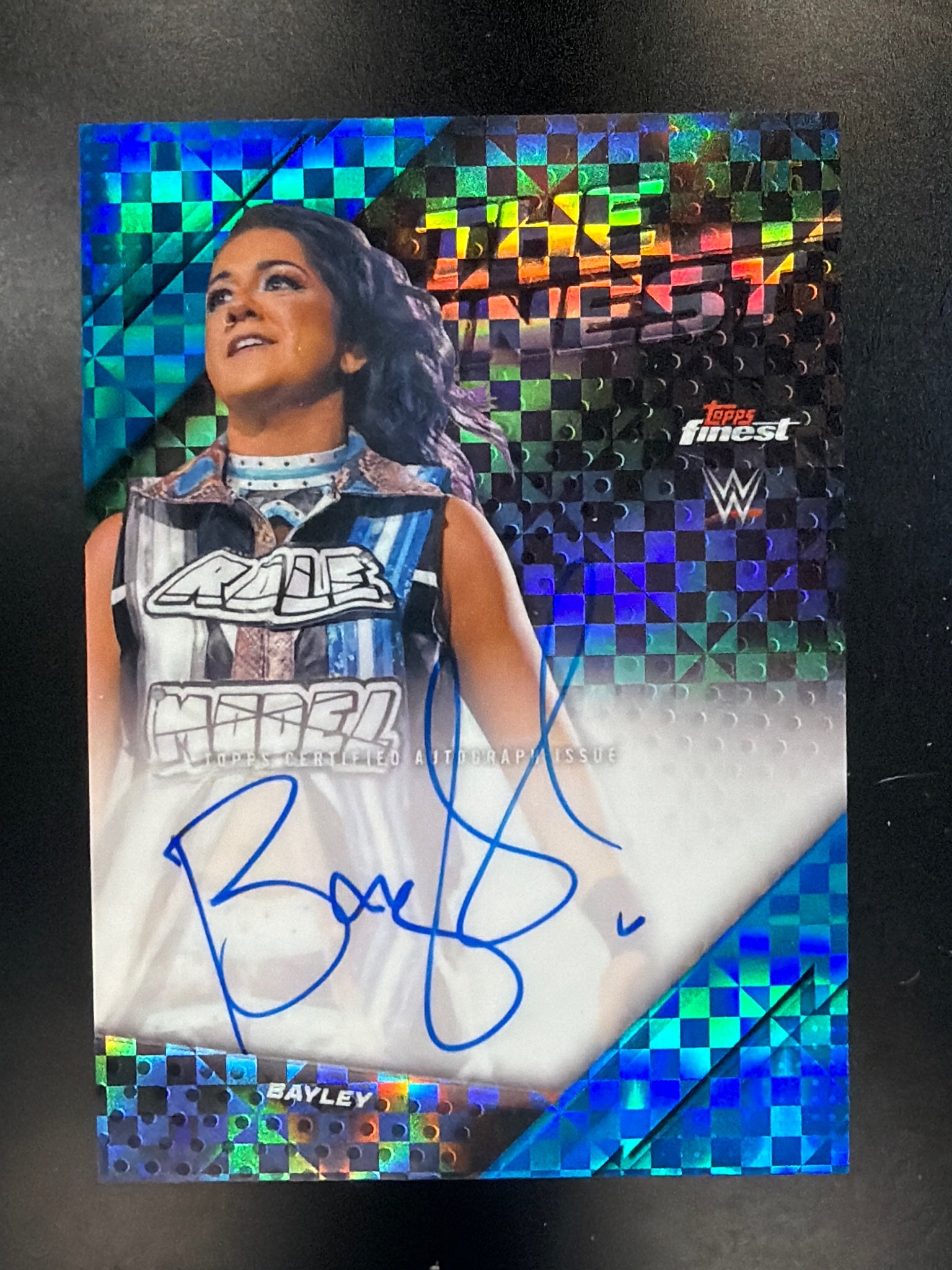 2025 Topps Finest WWE #TFA-BYL Bayley The Finest Blue Checkerboard #/75