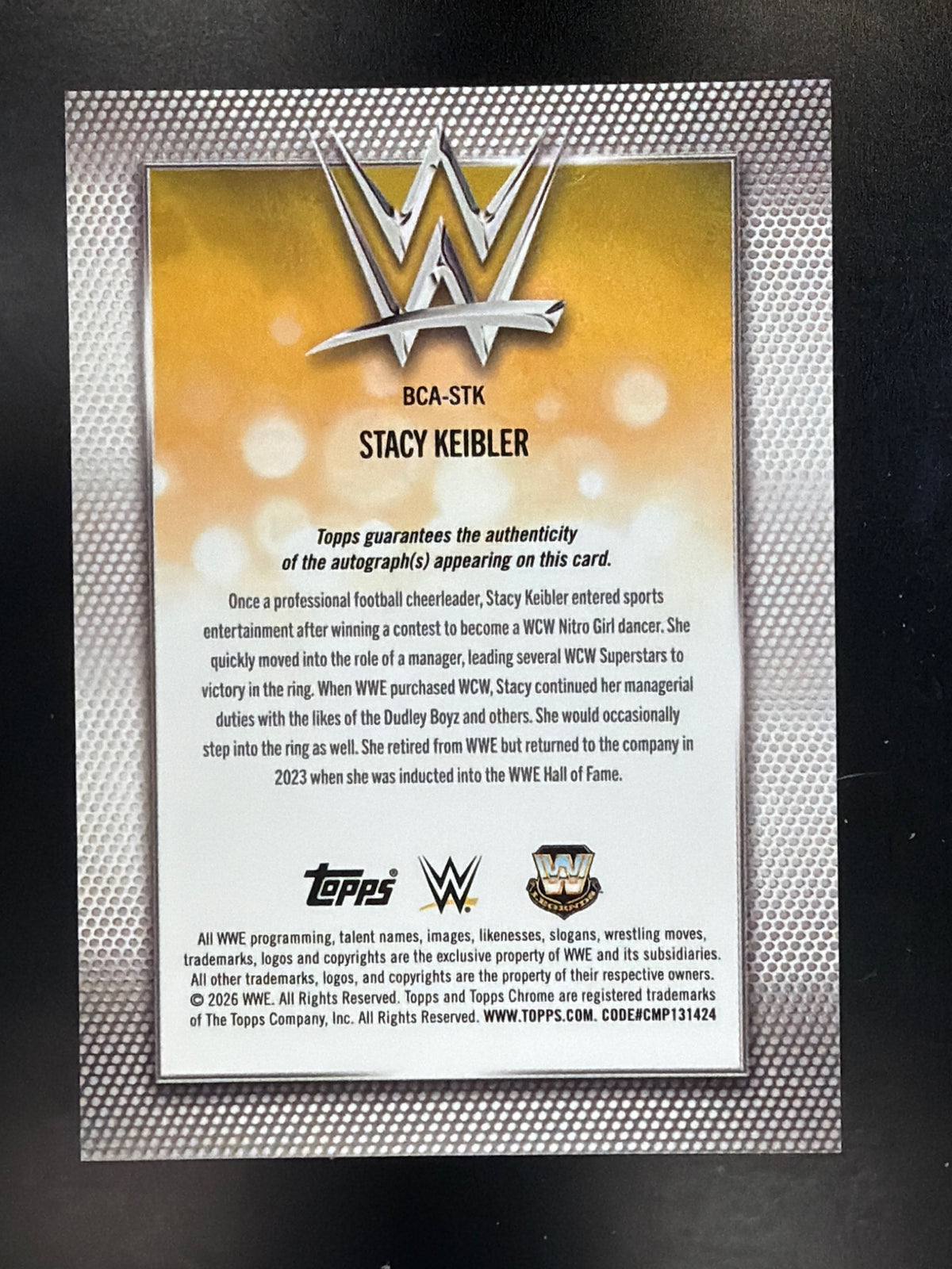 2026 Topps Chrome WWE #BCA-STK Stacy Keibler Base Autographs Gold Refractor #/50