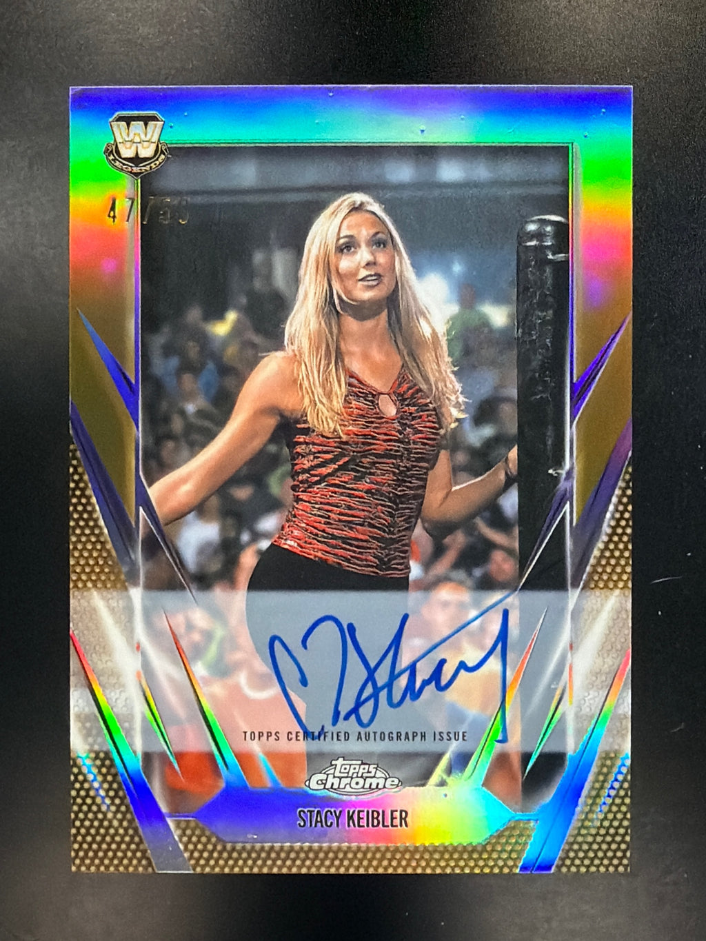 2026 Topps Chrome WWE #BCA-STK Stacy Keibler Base Autographs Gold Refractor #/50