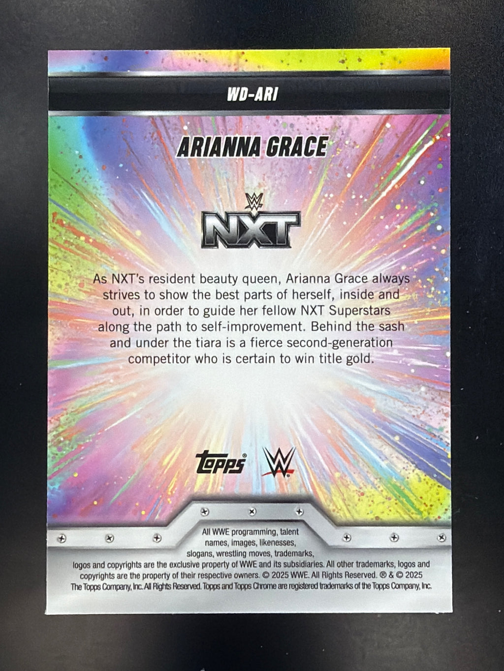 2025 Topps Chrome WWE #WD-ARI Arianna Grace Women's Division Blue #/150
