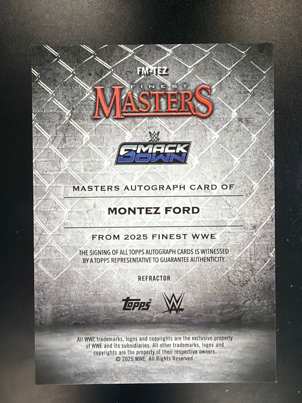 2025 Topps Finest WWE #FM-TEZ Montez Ford Masters Autographs Refractor