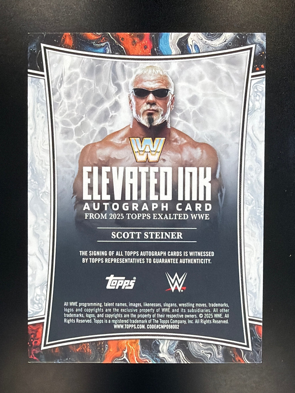 2025 Topps Exalted WWE #ELI-SSR Scott Steiner Elevated Ink Aqua #/99