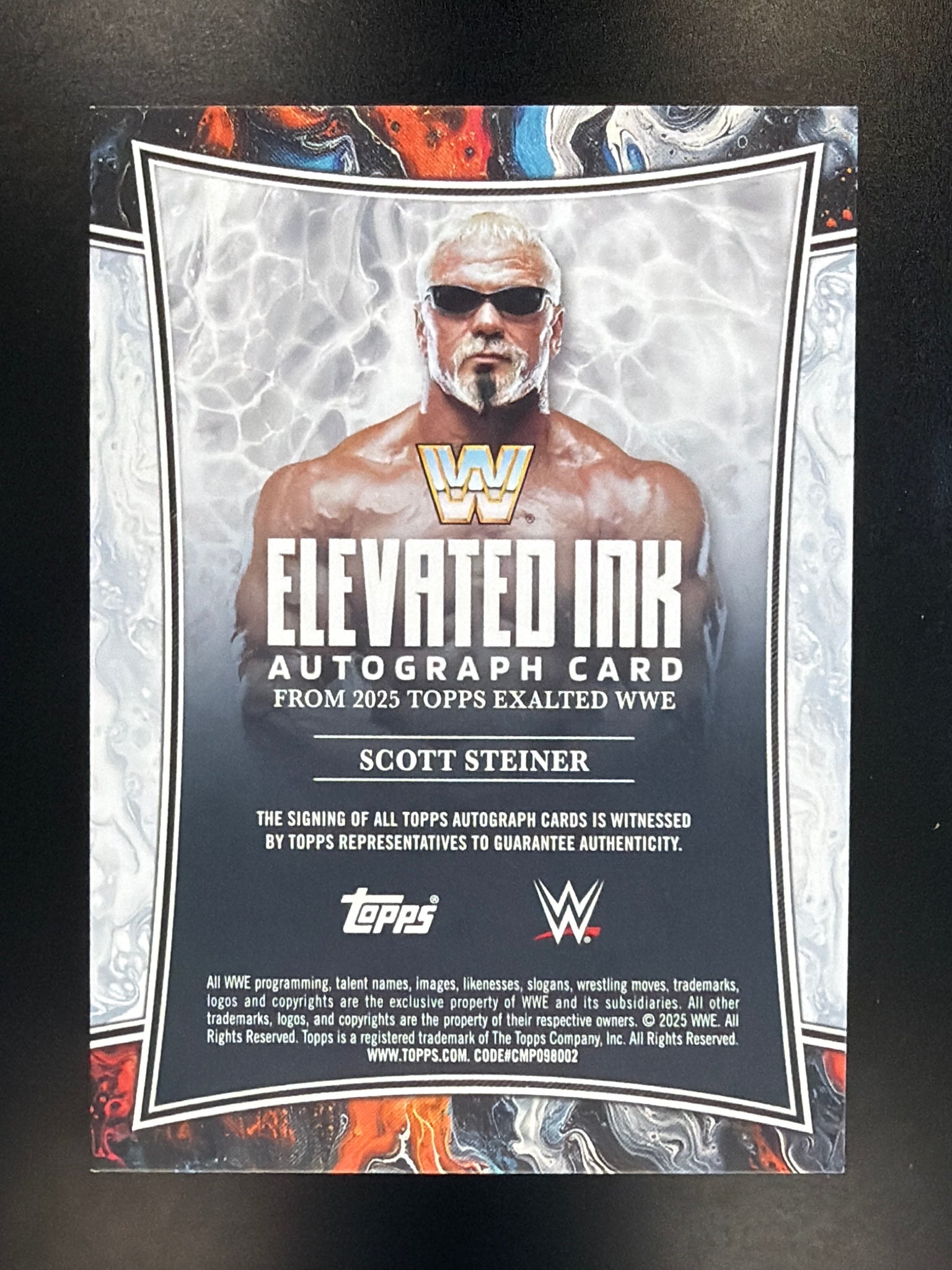 2025 Topps Exalted WWE #ELI-SSR Scott Steiner Elevated Ink Aqua #/99