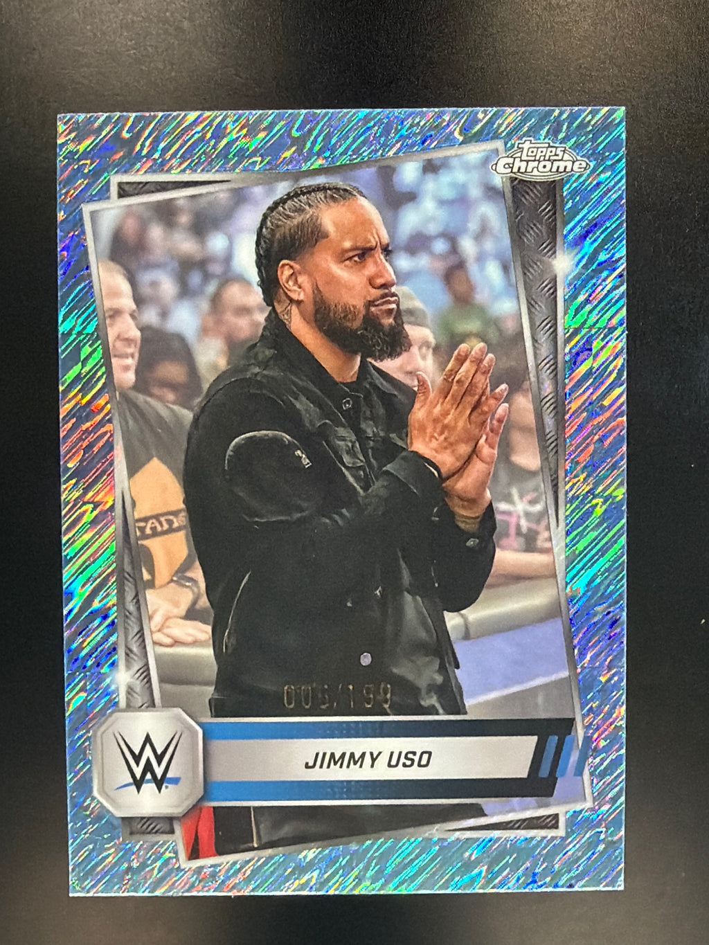 2025 Topps Chrome WWE #56 Jimmy Uso Aqua Shimmer Refractor #/199