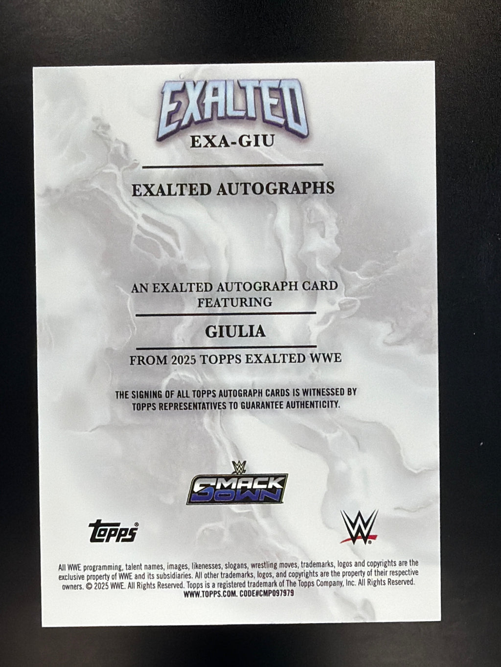 2025 Topps Exalted WWE #EXA-GIU Giulia Exalted Autographs