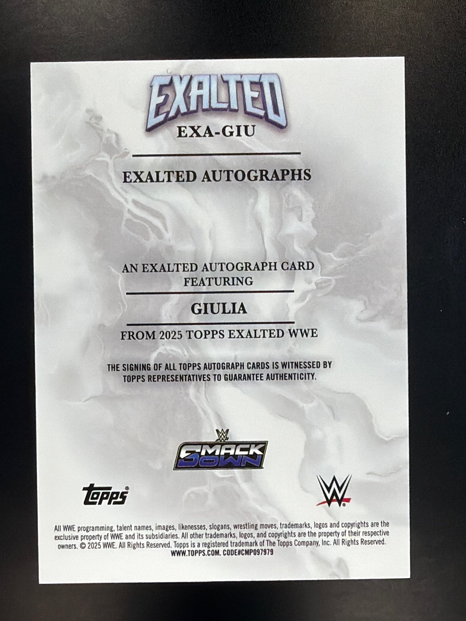 2025 Topps Exalted WWE #EXA-GIU Giulia Exalted Autographs