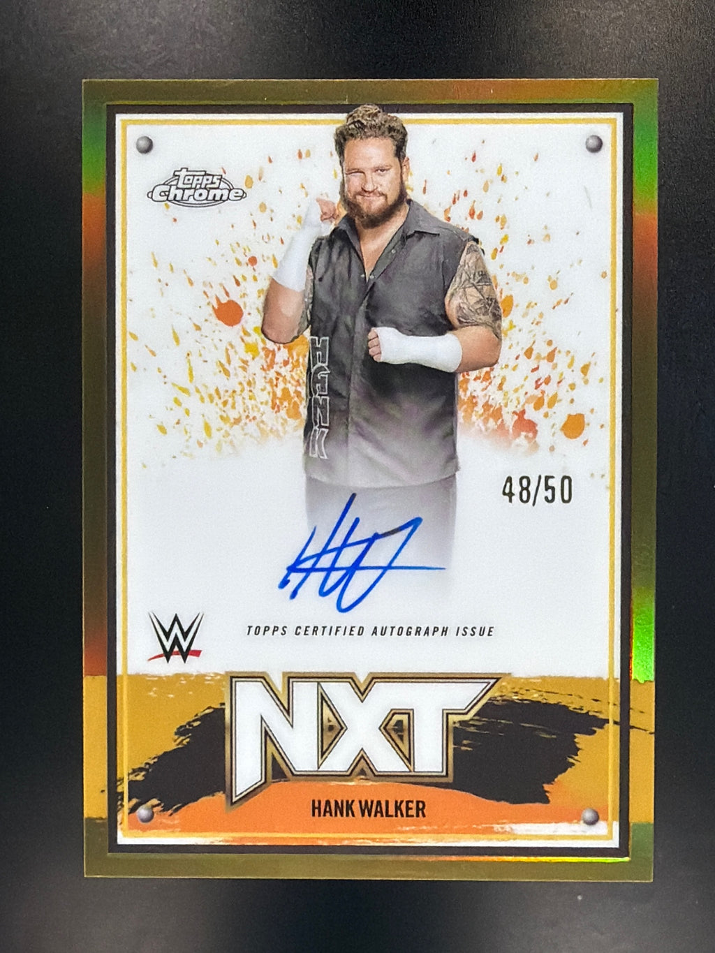 2025 Topps Chrome WWE #NXT-HWK Hank Walker NXT Autographs Gold Refractor #/50