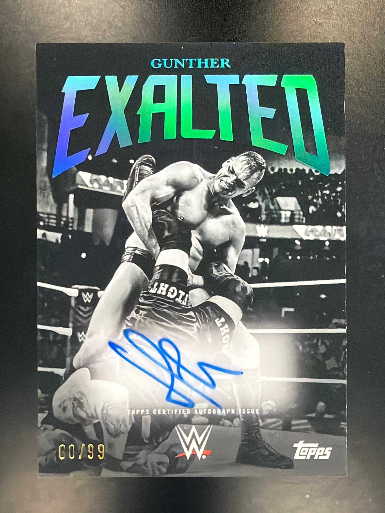 2025 Topps Exalted WWE #BWS-GNT Gunther Black and White Signatures Aqua #/99