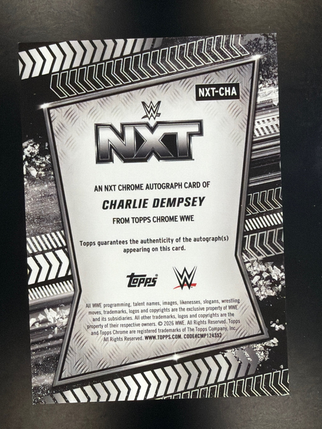 2026 Topps Chrome WWE #NXT-CHA Charlie Dempsey NXT Autographs