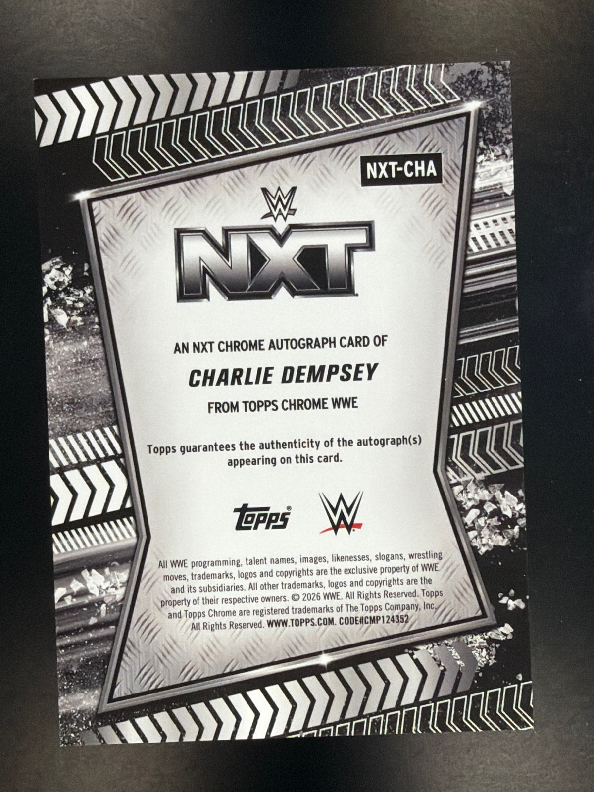2026 Topps Chrome WWE #NXT-CHA Charlie Dempsey NXT Autographs
