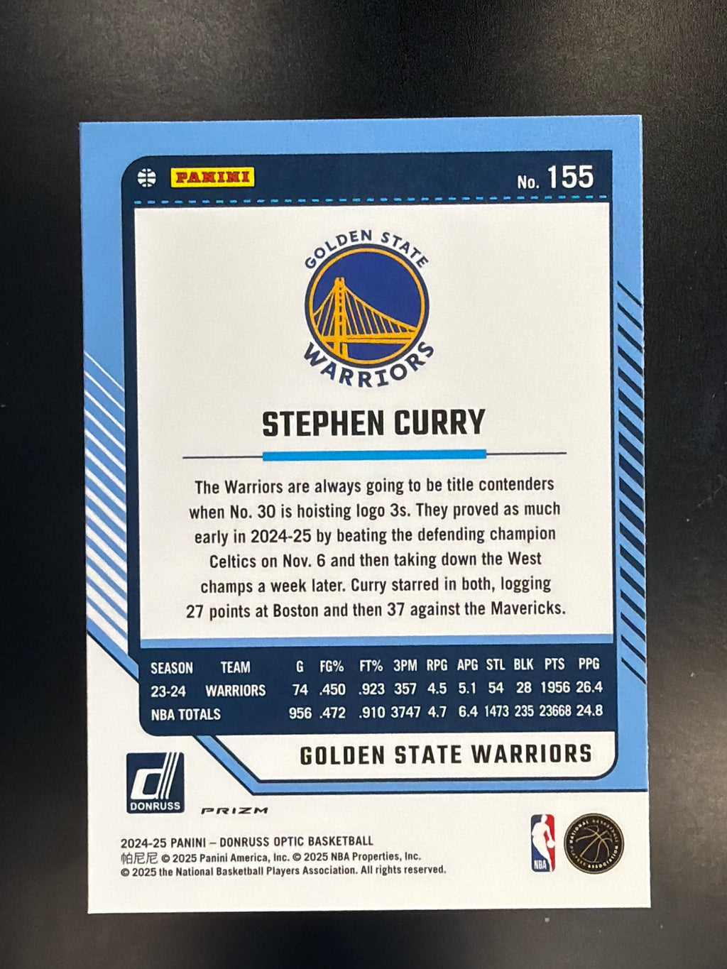 2024-25 Donruss Optic #155 Stephen Curry Blue Velocity