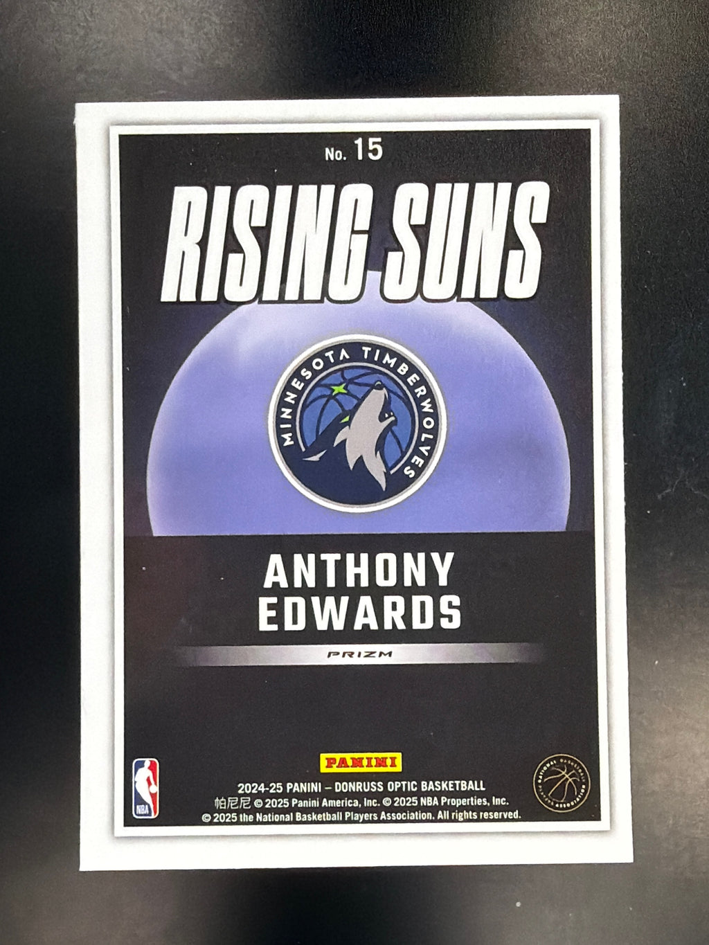 2024-25 Donruss Optic #15 Anthony Edwards Rising Suns Holo