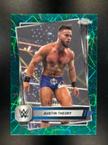 2025 Topps Chrome WWE #130 Austin Theory Teal Lazer Refractor #/175