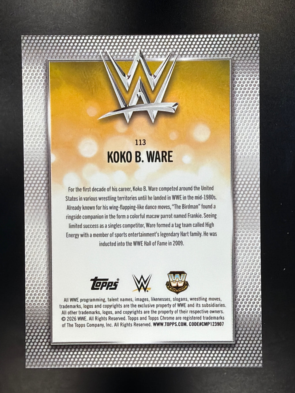 2026 Topps Chrome WWE #113 Koko B. Ware Steel Cage Refractor #/37