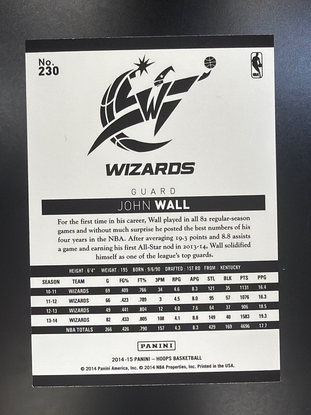 2014-15 Hoops #230 John Wall Gold
