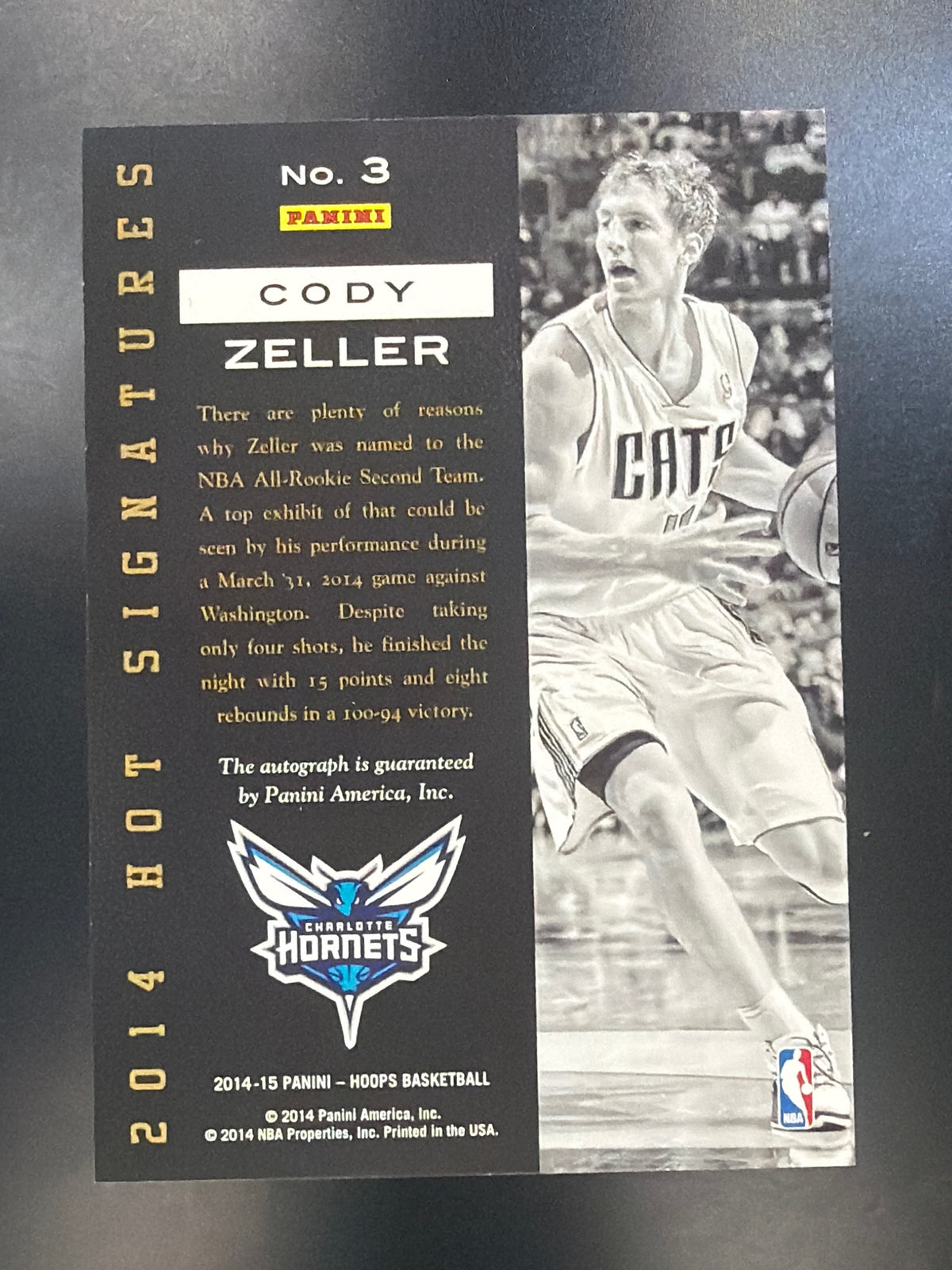 2014-15 Hoops #3 Cody Zeller Hot Signatures