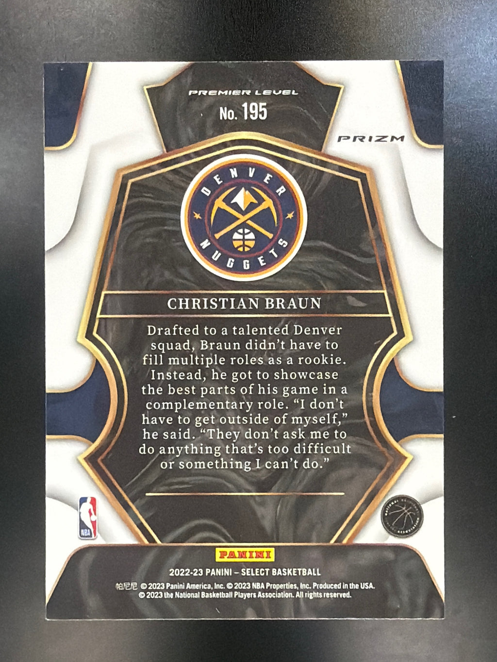 2022-23 Panini Select #195 Christian Braun Scope Prizms