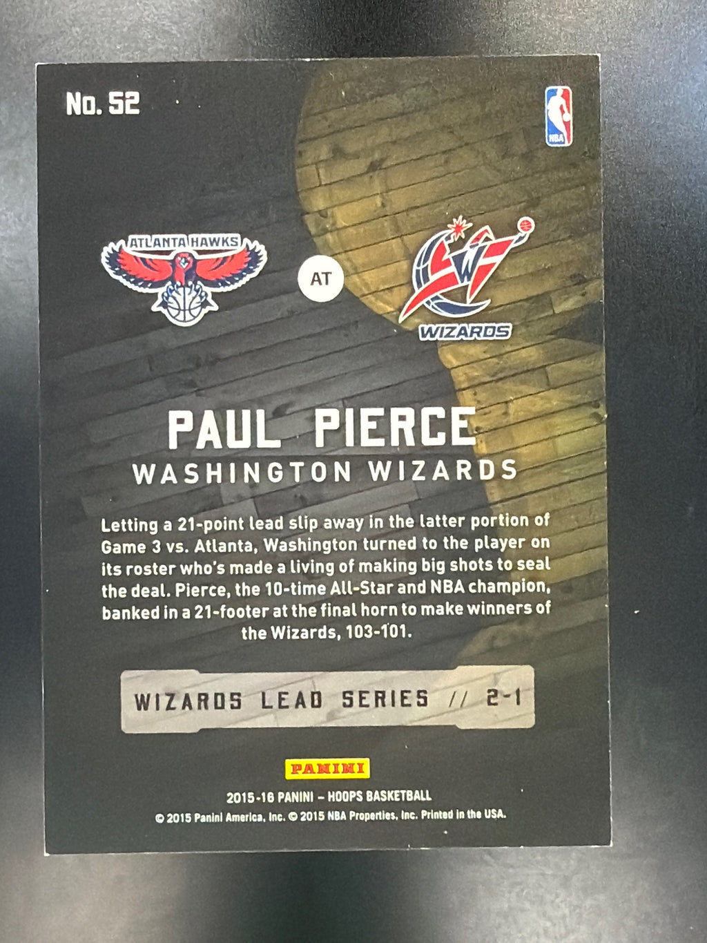 2015-16 Hoops #52 Paul Pierce Road to the Finals #/999
