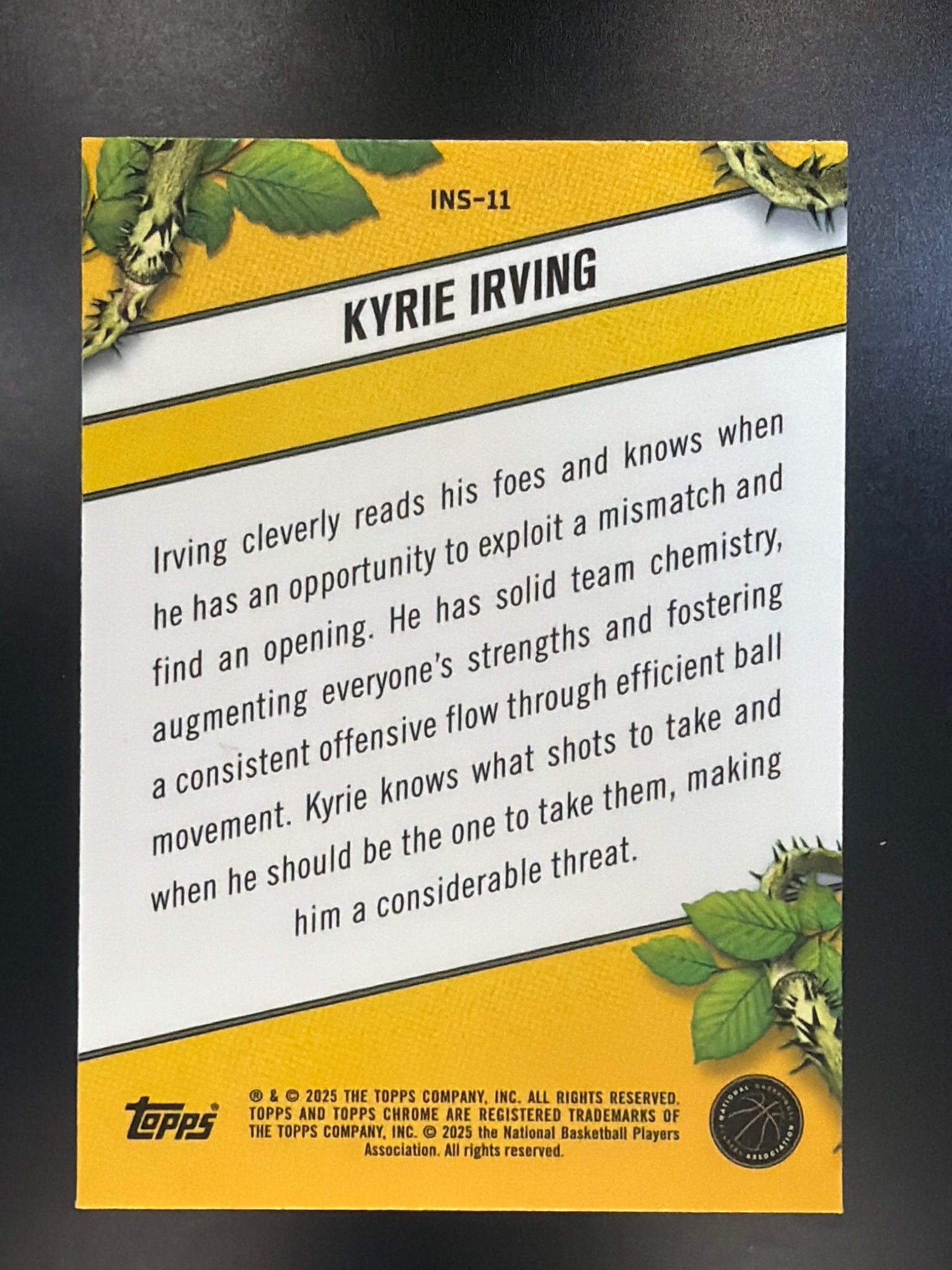 2024-25 Topps Chrome #INS-11 Kyrie Irving Instinct Purple Geometric Refractor