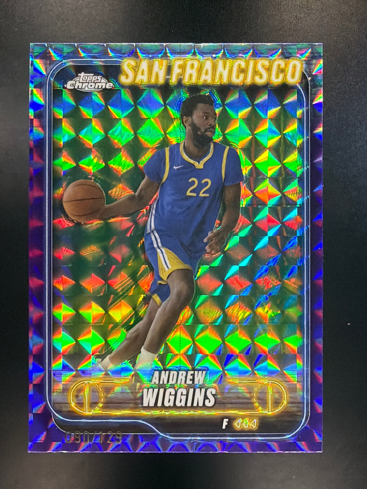 2024-25 Topps Chrome #155 Andrew Wiggins Purple Geometric Refractor #/129