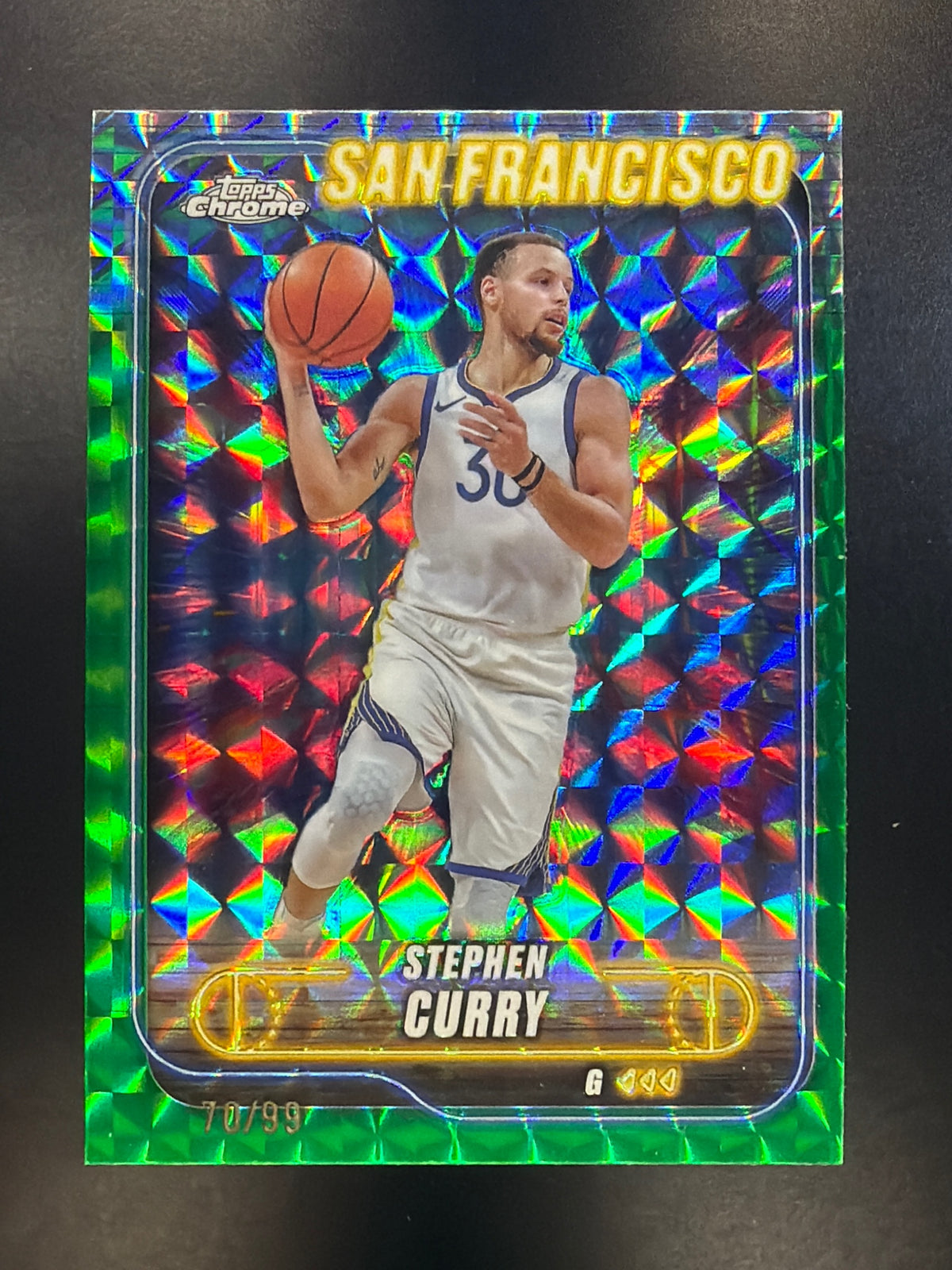 2024-25 Topps Chrome #187 Stephen Curry Green Geometric Refractor #/99
