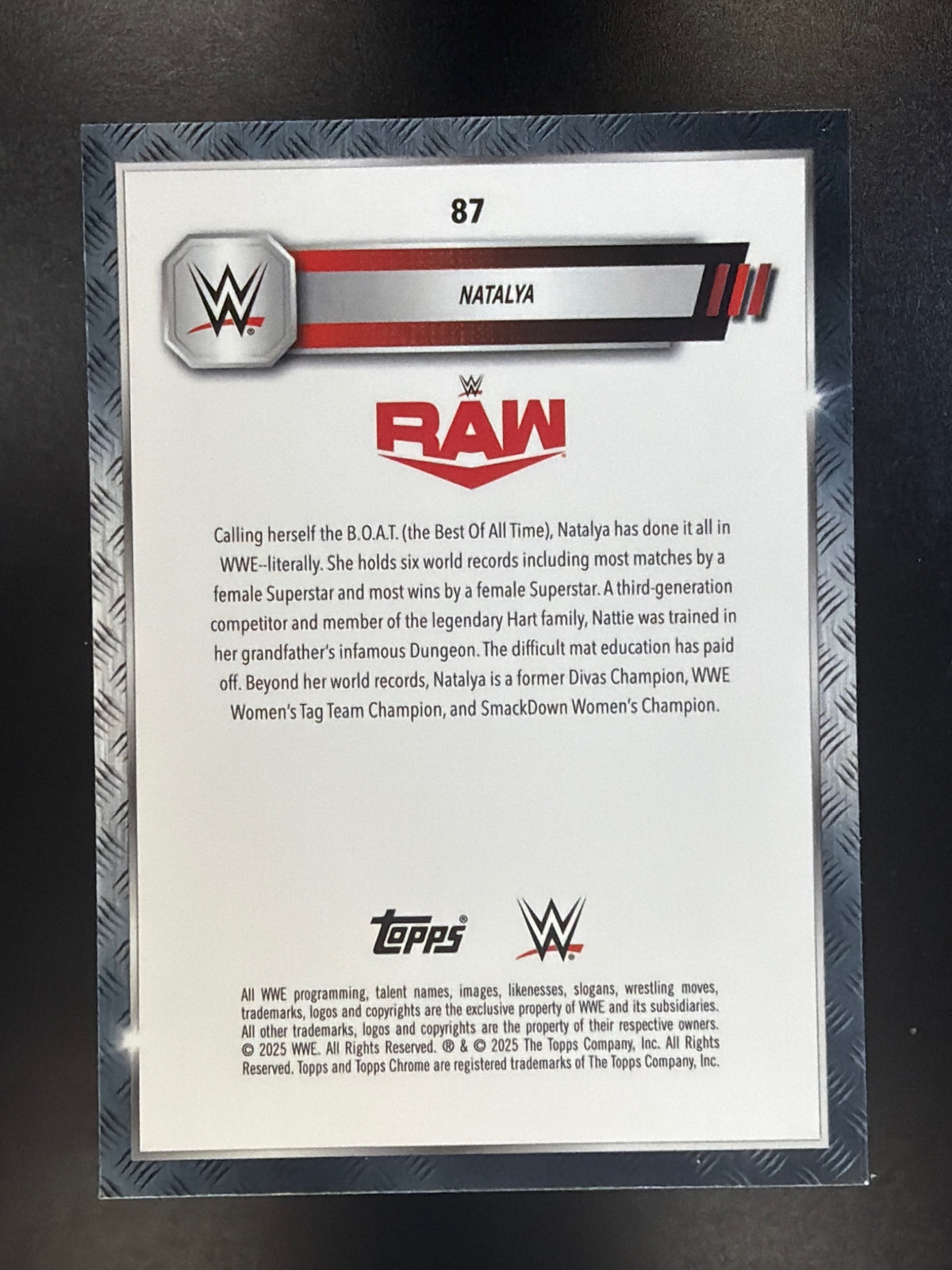 2025 Topps Chrome WWE #87 Natalya Purple Refractor