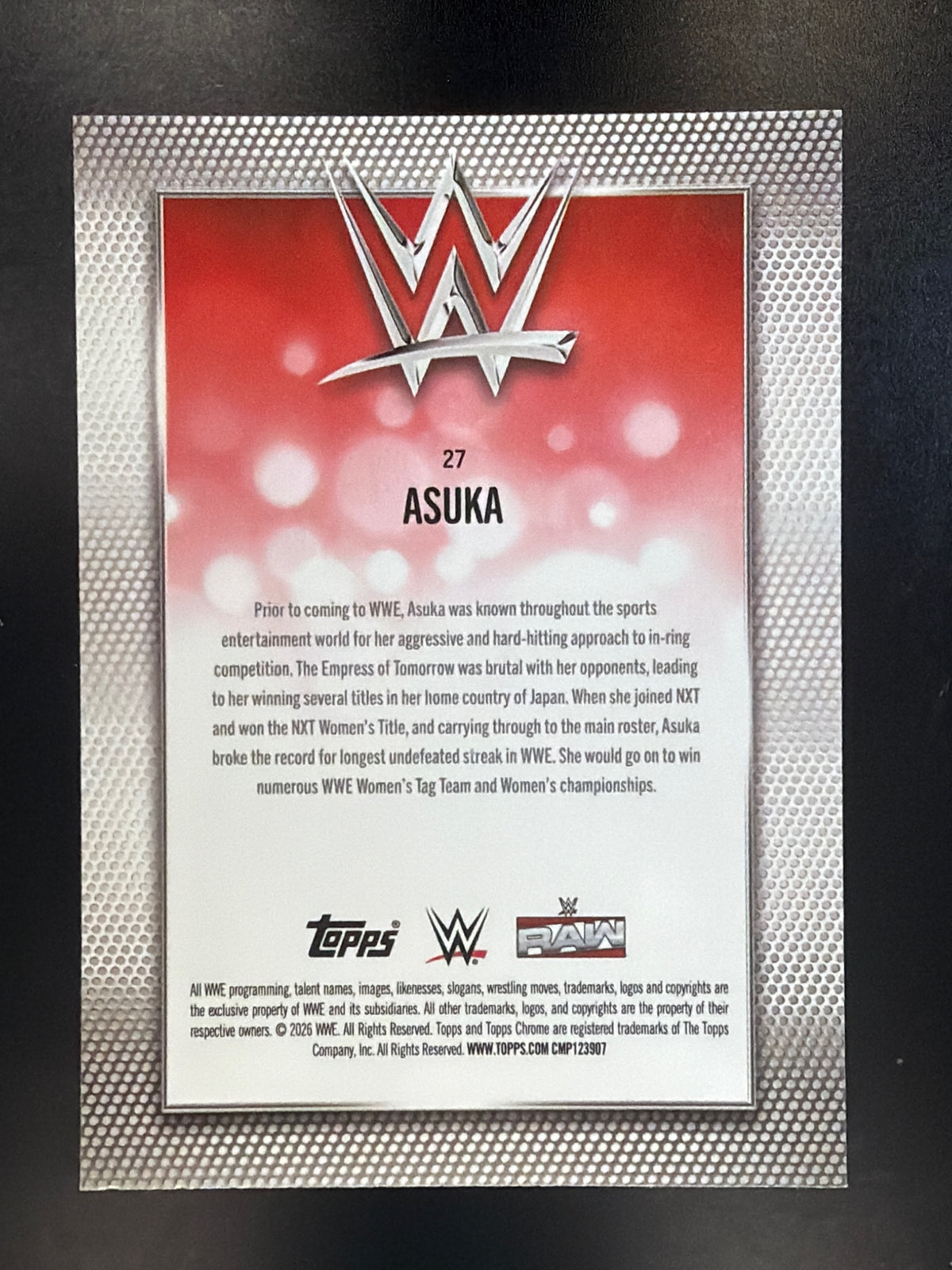 2026 Topps Chrome WWE #27 Asuka Teal Refractor #/299