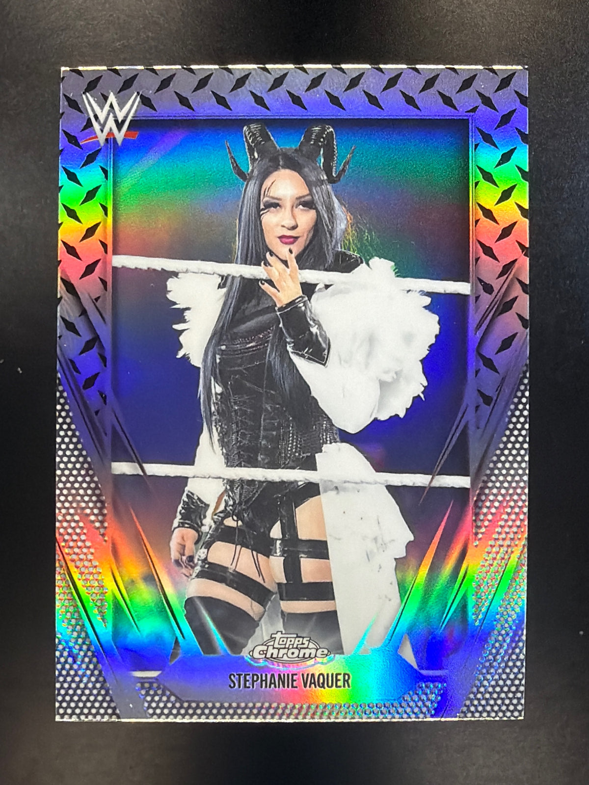 2026 Topps Chrome WWE #74 Stephanie Vaquer Diamond Plate Refractor