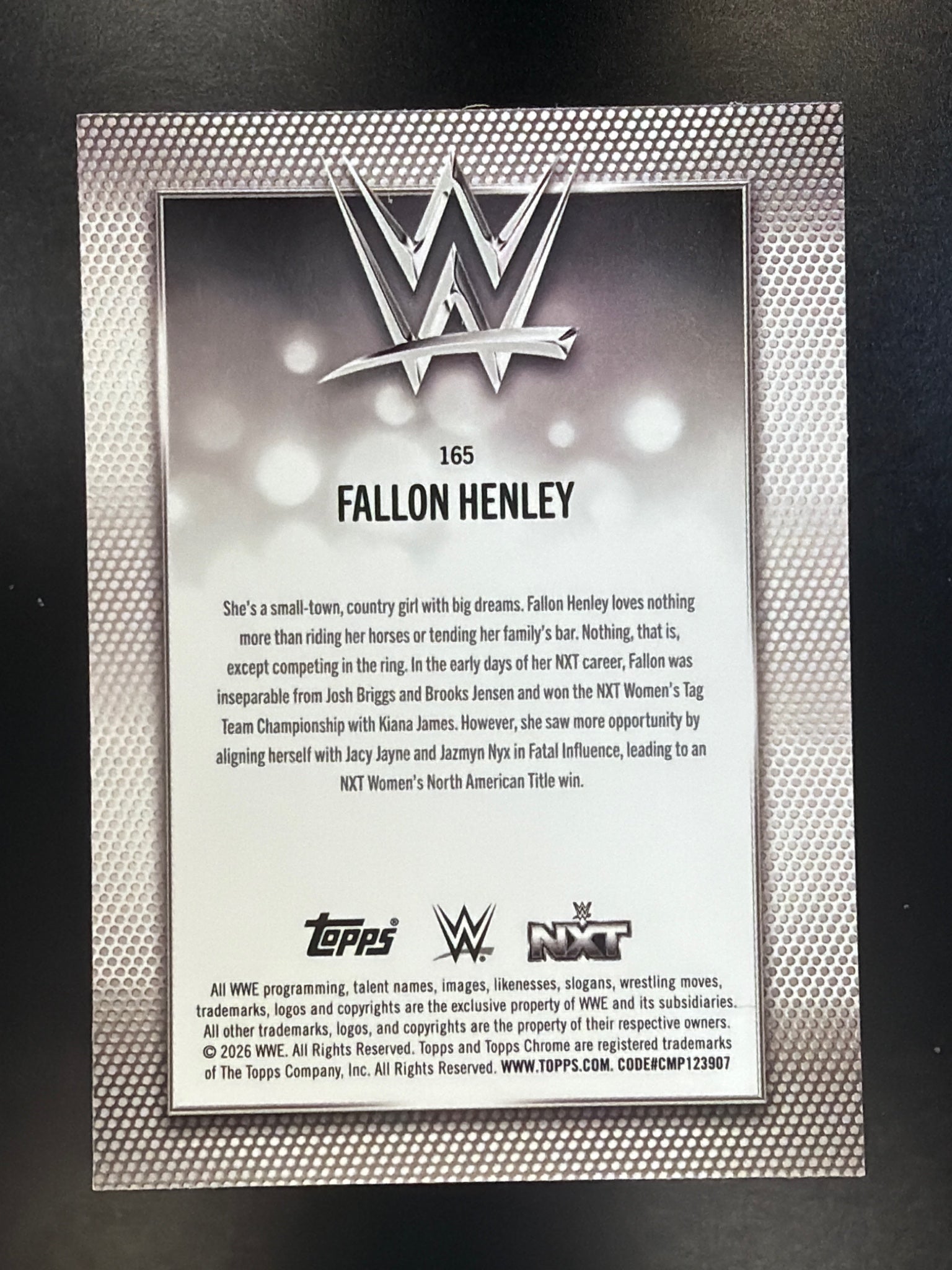 2026 Topps Chrome WWE #165 Fallon Henley Magenta Refractor #/399