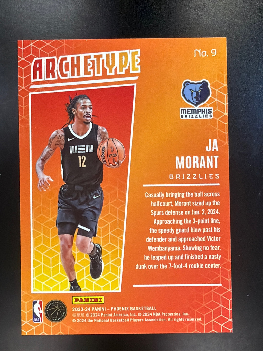 2023-24 Panini Phoenix #9 Ja Morant Archetype