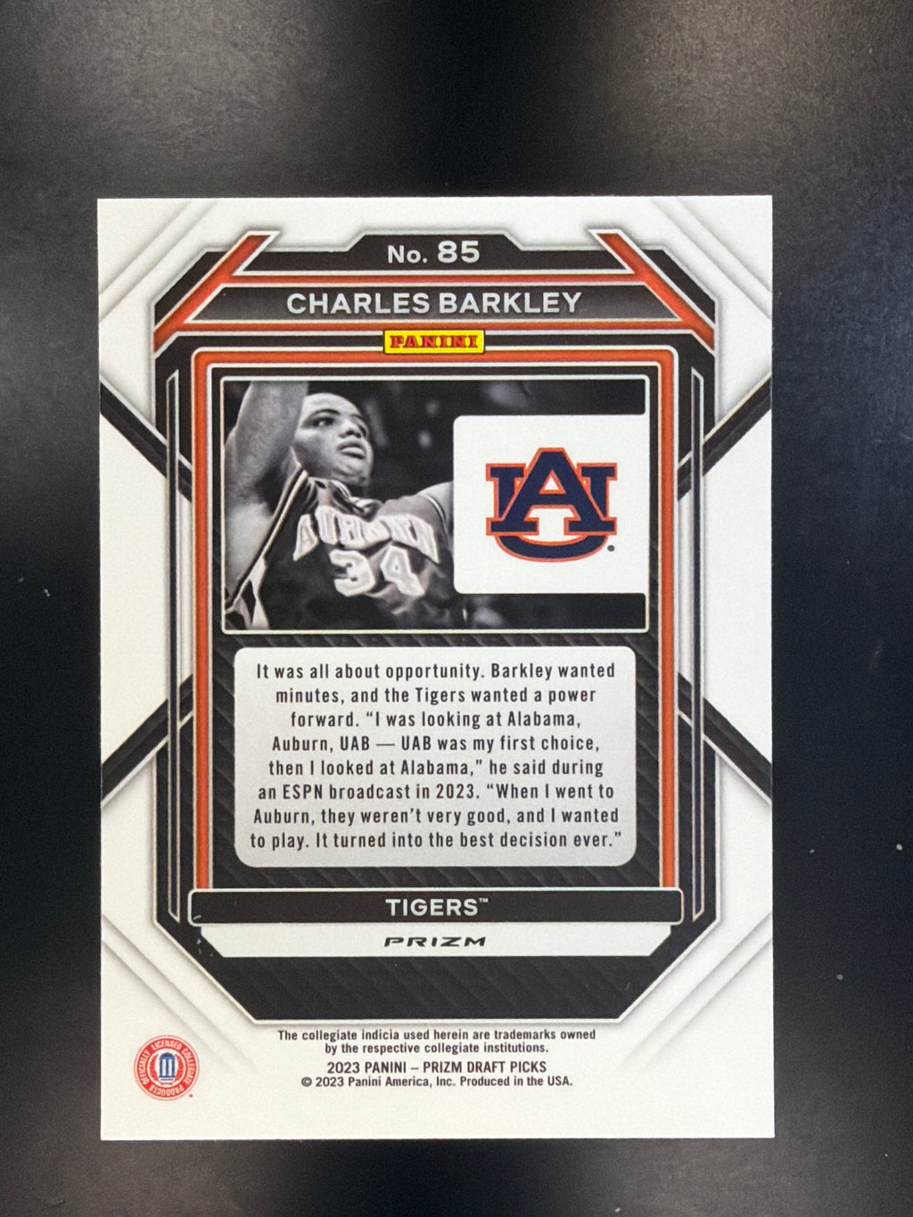 2023 Panini Prizm Draft Picks #85 Charles Barkley Venom