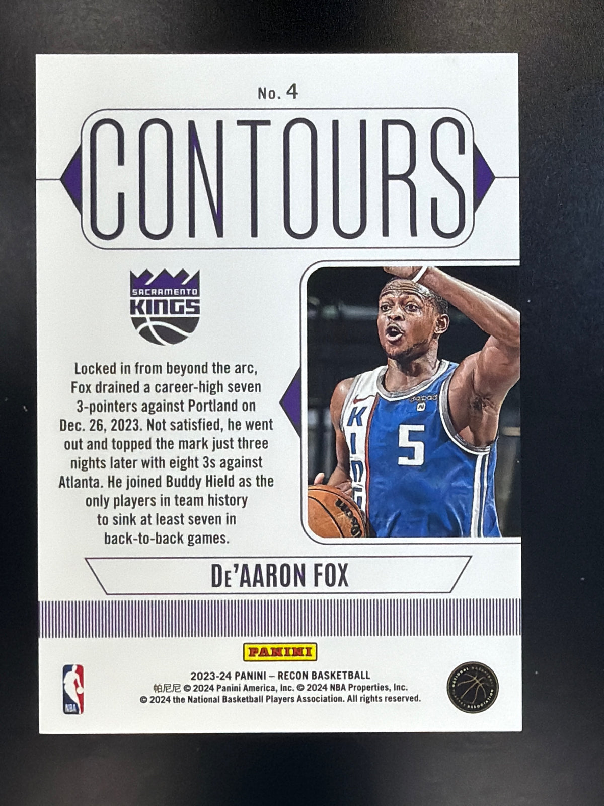 2023-24 Panini Recon #4 De'Aaron Fox Contours