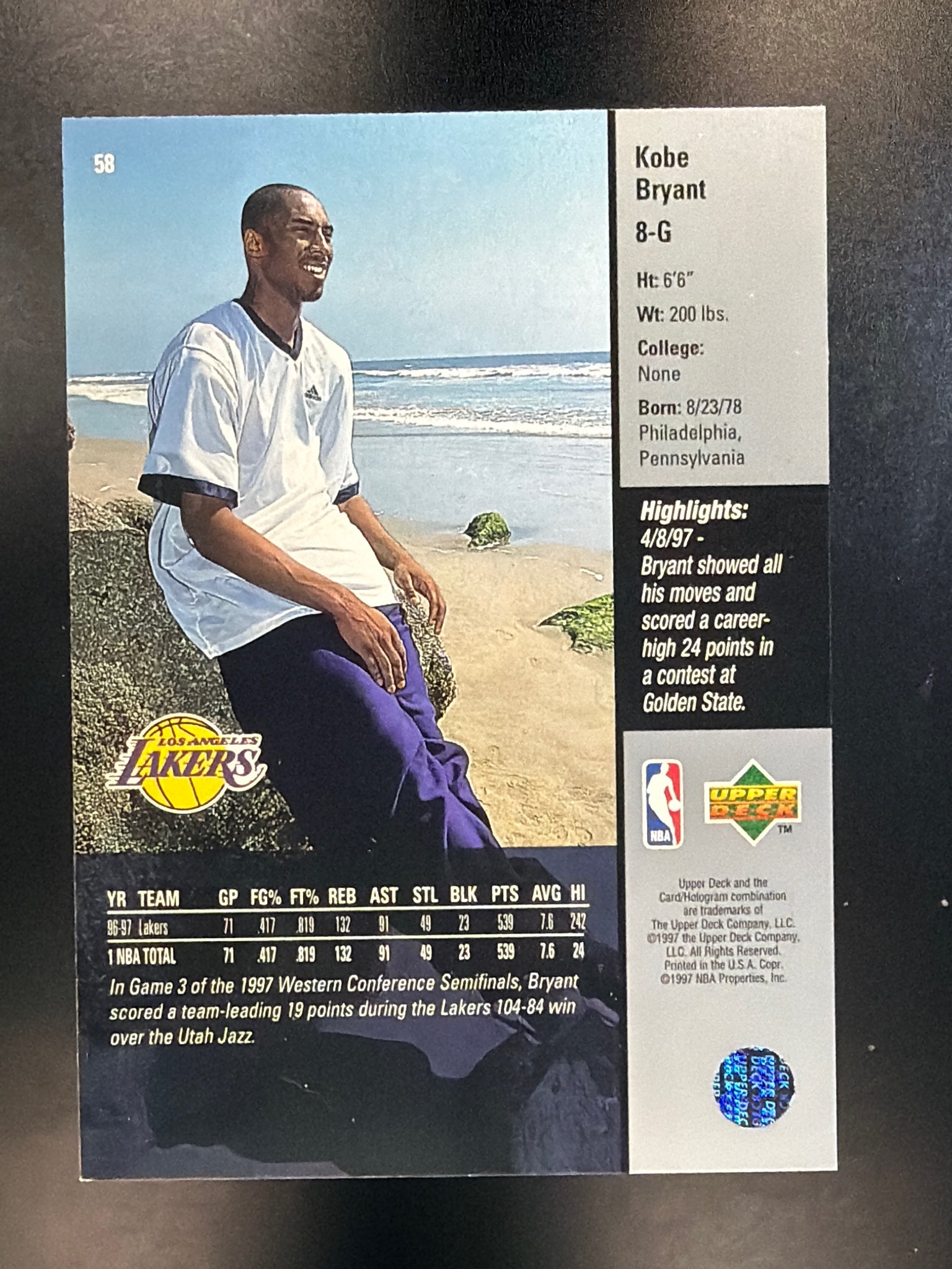 1997-98 Upper Deck #58 Kobe Bryant