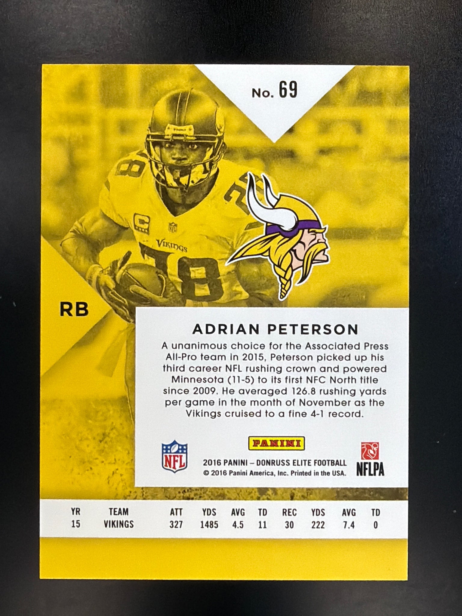 2016 Donruss Elite #69 Adrian Peterson Red #/49