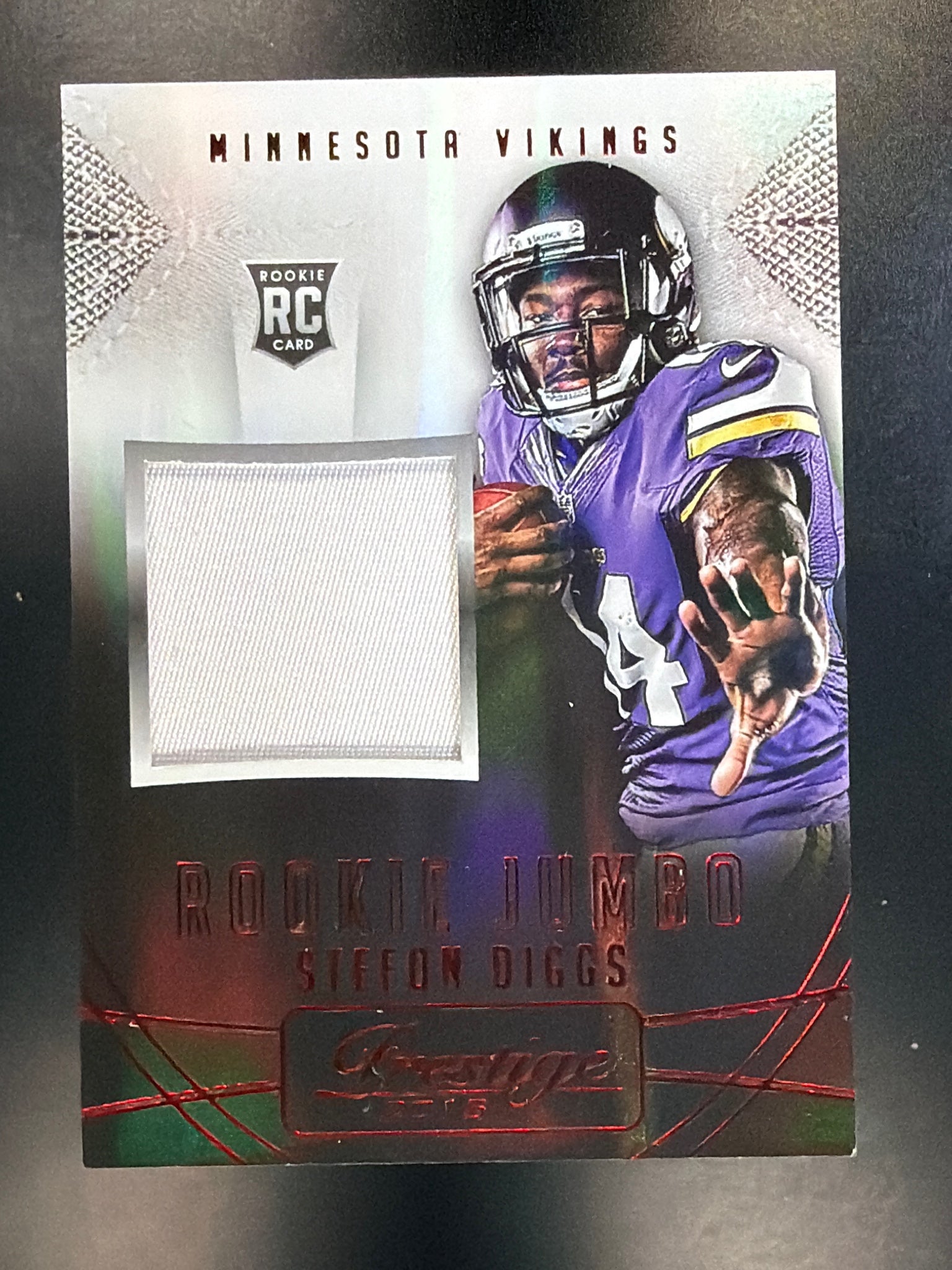 2015 Panini Prestige #RJJ-SD Stefon Diggs Rookie Jumbo Jerseys Patch Red